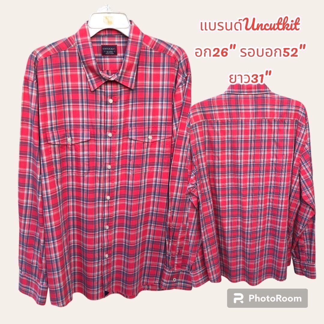 เสื้อเชิ้ตลายสก็อตแขนยาว แบรนด์ห้างงานนอกมือ2เกรดA สินค้าพร้อมจัดส่ง