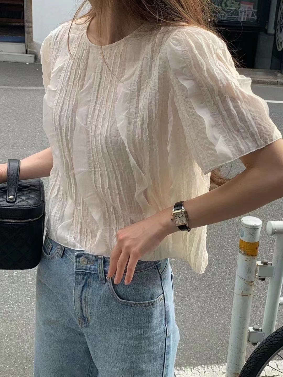 OUNCE (Made in korea) dreja half blouse(2colors)Pre-order 14 day