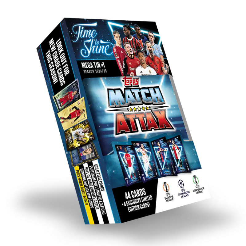 Match Attax UCC 24/25 MegaTins Time to Shine'#1 /การ์ดฟุตบอลUCC แมตช์แอทแทค กล่องเหล็กเมก้าทิน สีฟ้า