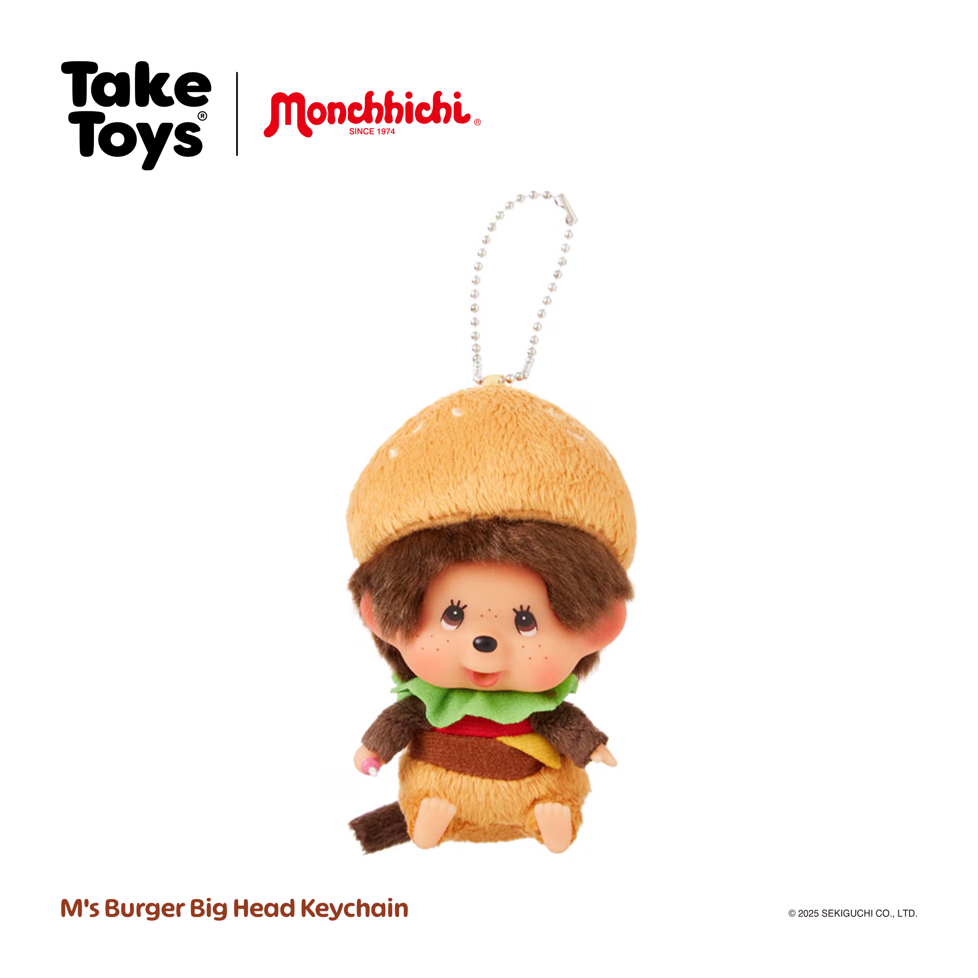 Monchhichi M's Burger Big Head Keychain - มอนชิชิพวงกุญแจเบอร์เกอร์