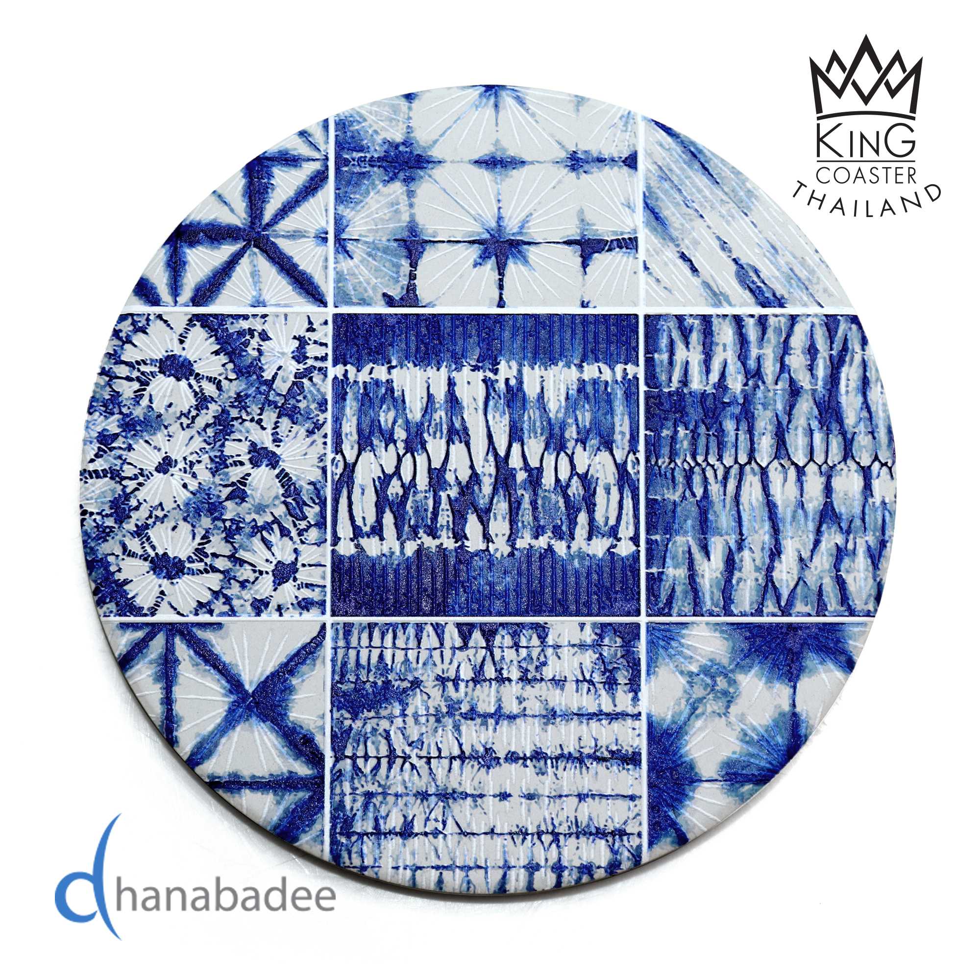 จานรองแก้ว D10052 จานรอแก้วซับน้ำ Blue & White - 10