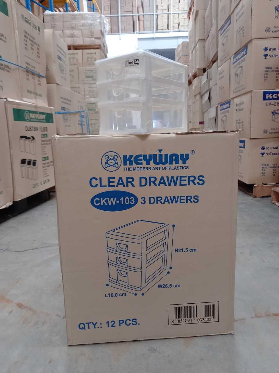 กล่องลิ้นชัก 3 ชั้น A6 CKW-103 บรราจุ12 ชิ้น/ ลัง