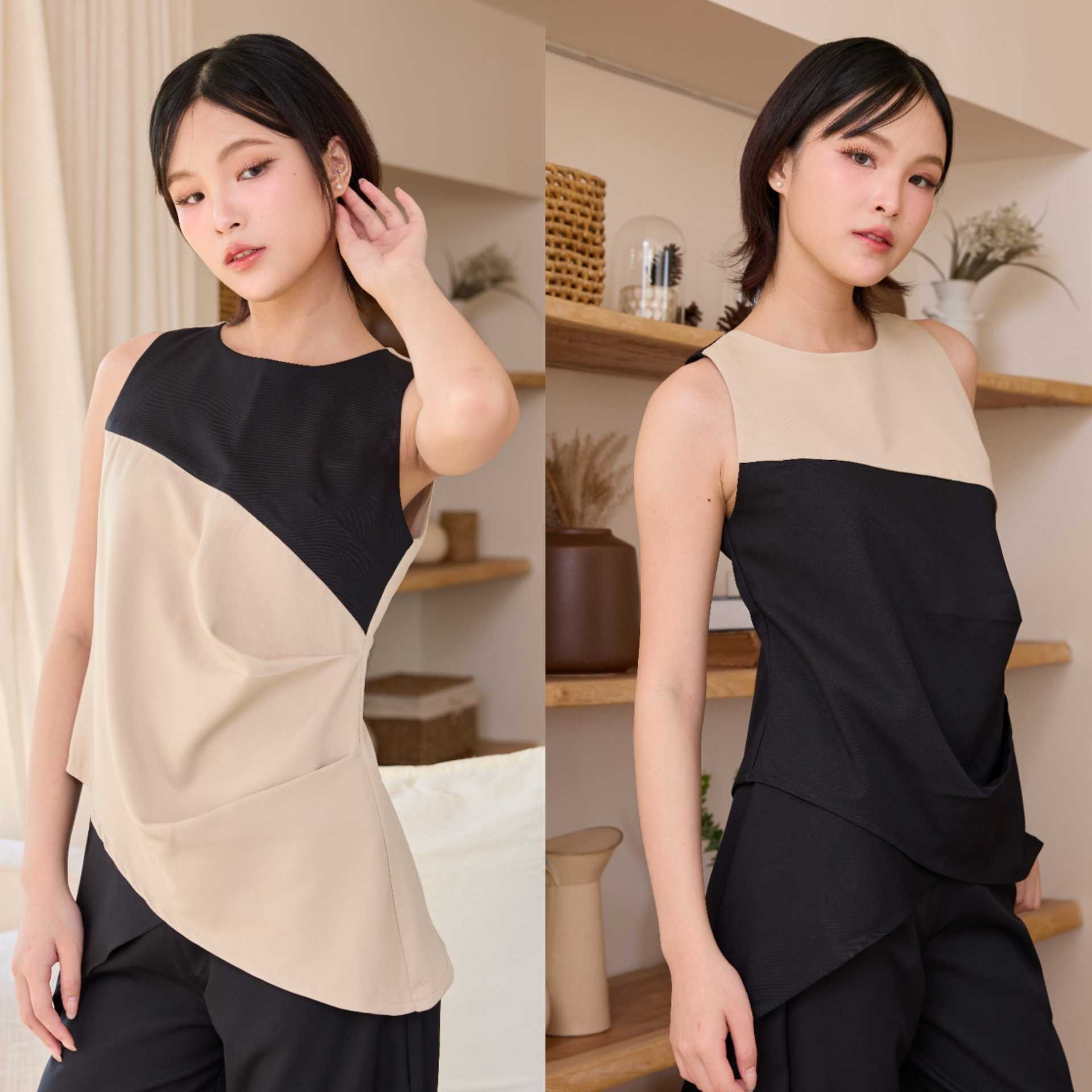 (พร้อมส่ง) Rebecca Two Tone Top
