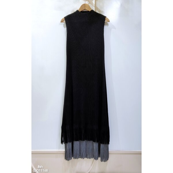 2MUAY รุ่น GJO11168 เดรสพลีทคุณภาพ SLEEVELESS LAYER FRINGE PLEATED DRESS 5 สี FREE SIZE