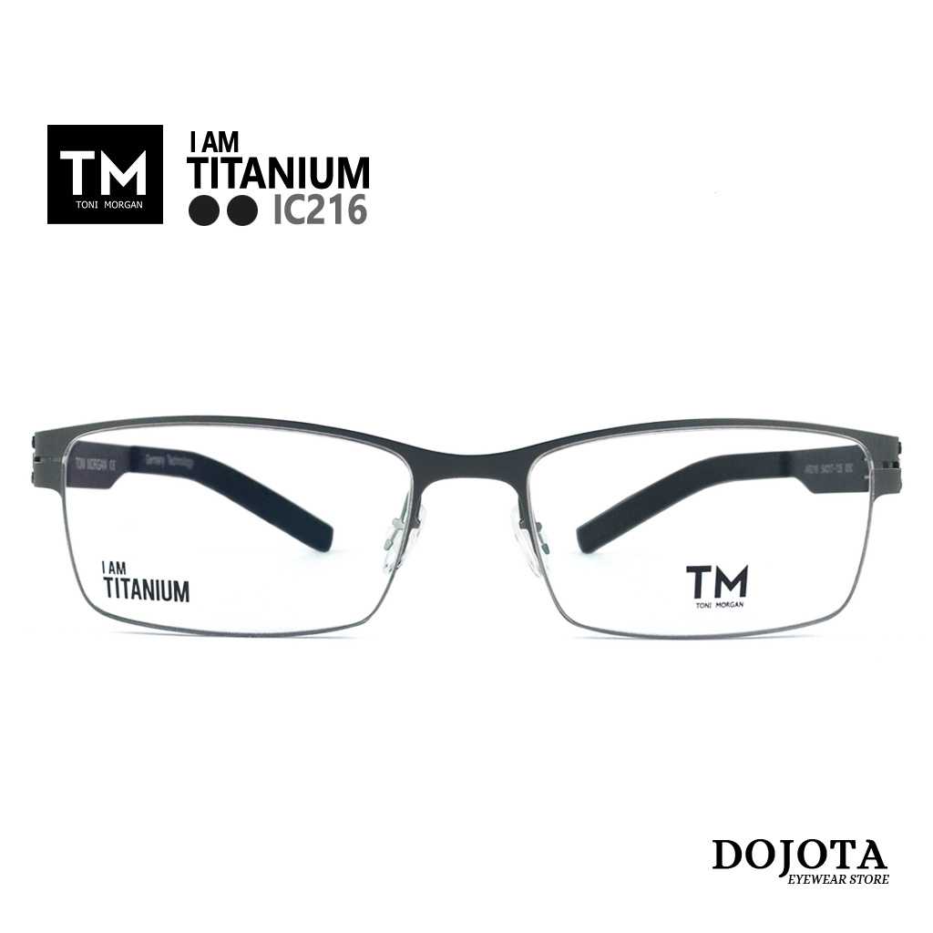 TM กรอบแว่นไทเทเนี่ยม ทรงเหลี่ยม Toni Morgan รุ่น IC216 สีดำ น้ำหนักเบา