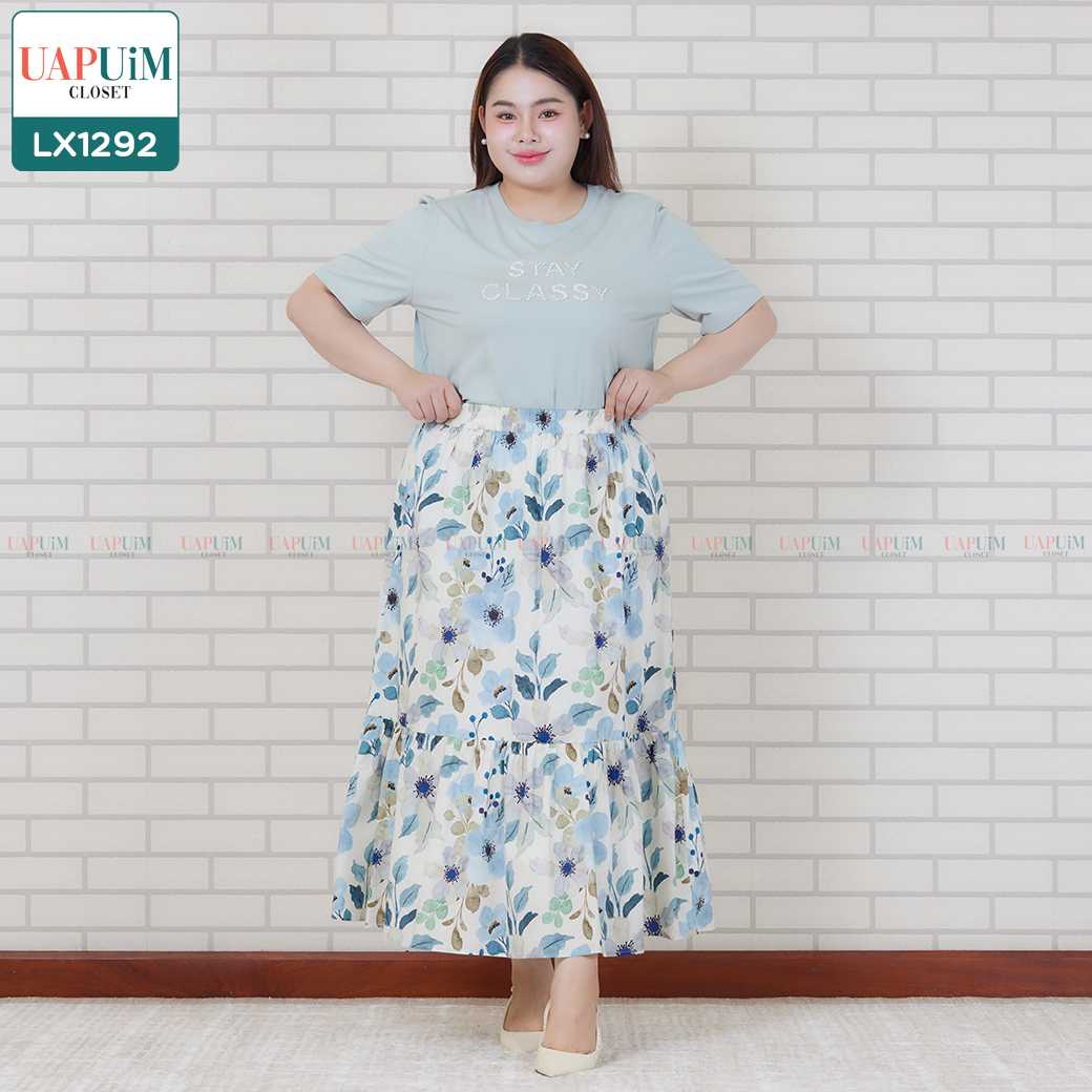 (LX1292) ลุคหวานละมุน ดูสวยมีชีวิตชีวา กับกระโปรงพิมพ์ลายดอกไม้สุดสดใส เอวยางยืดใส่สบาย