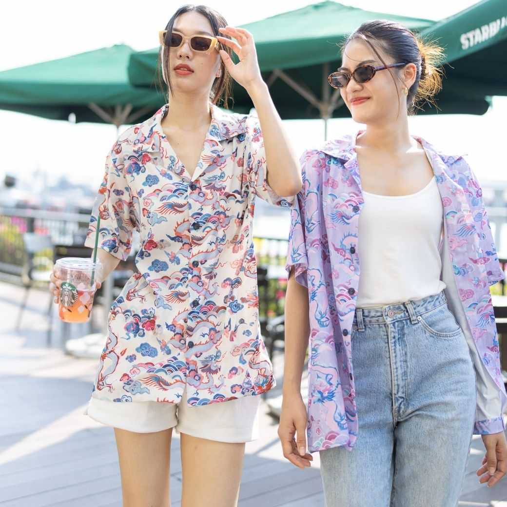 Hawaii Shirt Sweet dragon - เสื้อเชิ้ตปกฮาวาย
