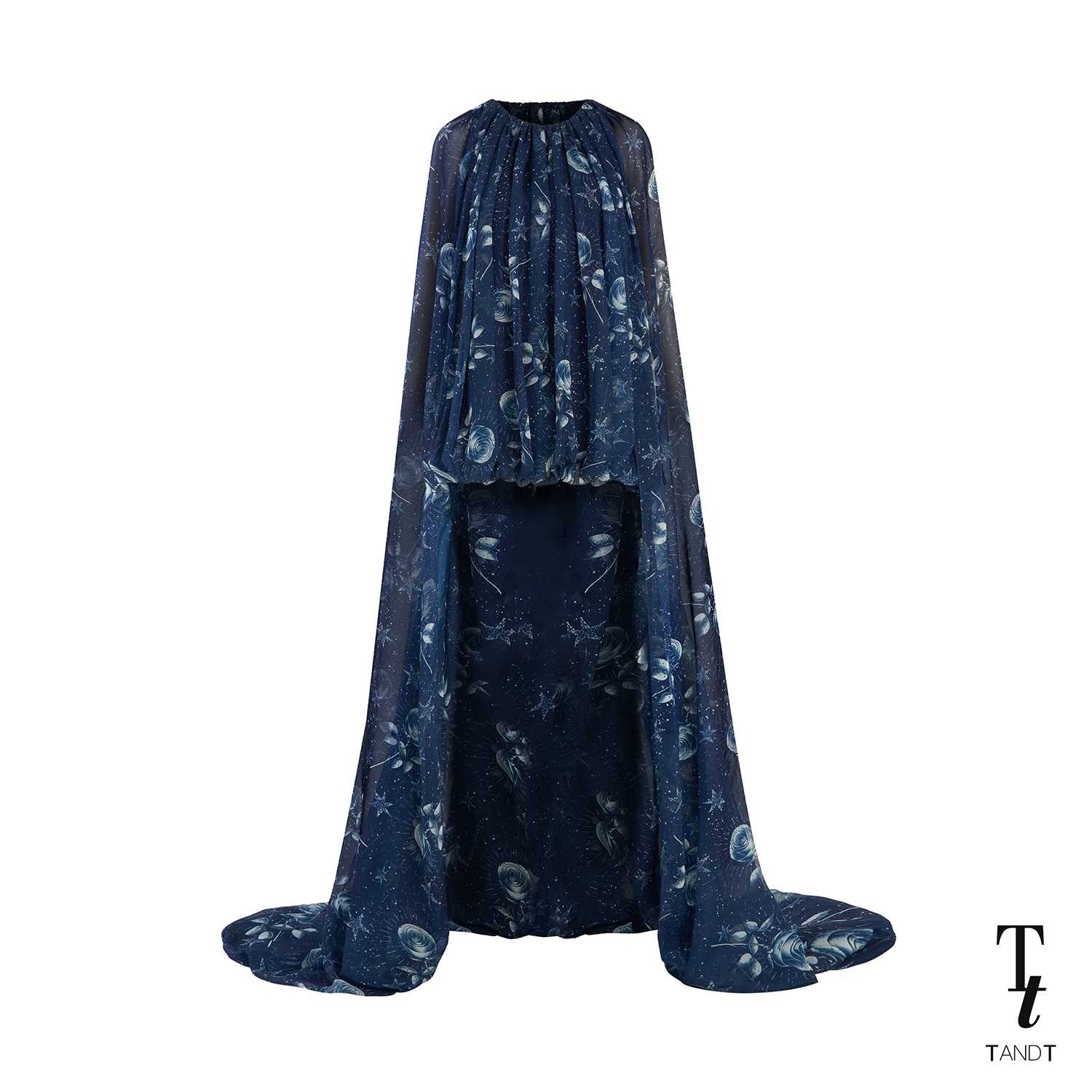 TandT - PERIWINKLE DRESS - IN THE MIDDLE OF THE NIGHT PRINTED CREPE GOWN