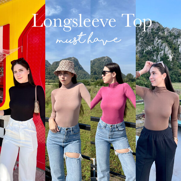 🤎Top Longsleeve🤎 เสื้อคอเต่าตัวยาว คาเฟ่เขาค้อต้องเข้า ผ้าเข้ารูปแต่ไม่ร้อนไม่อึดอัด ใครชอบแบบเ...