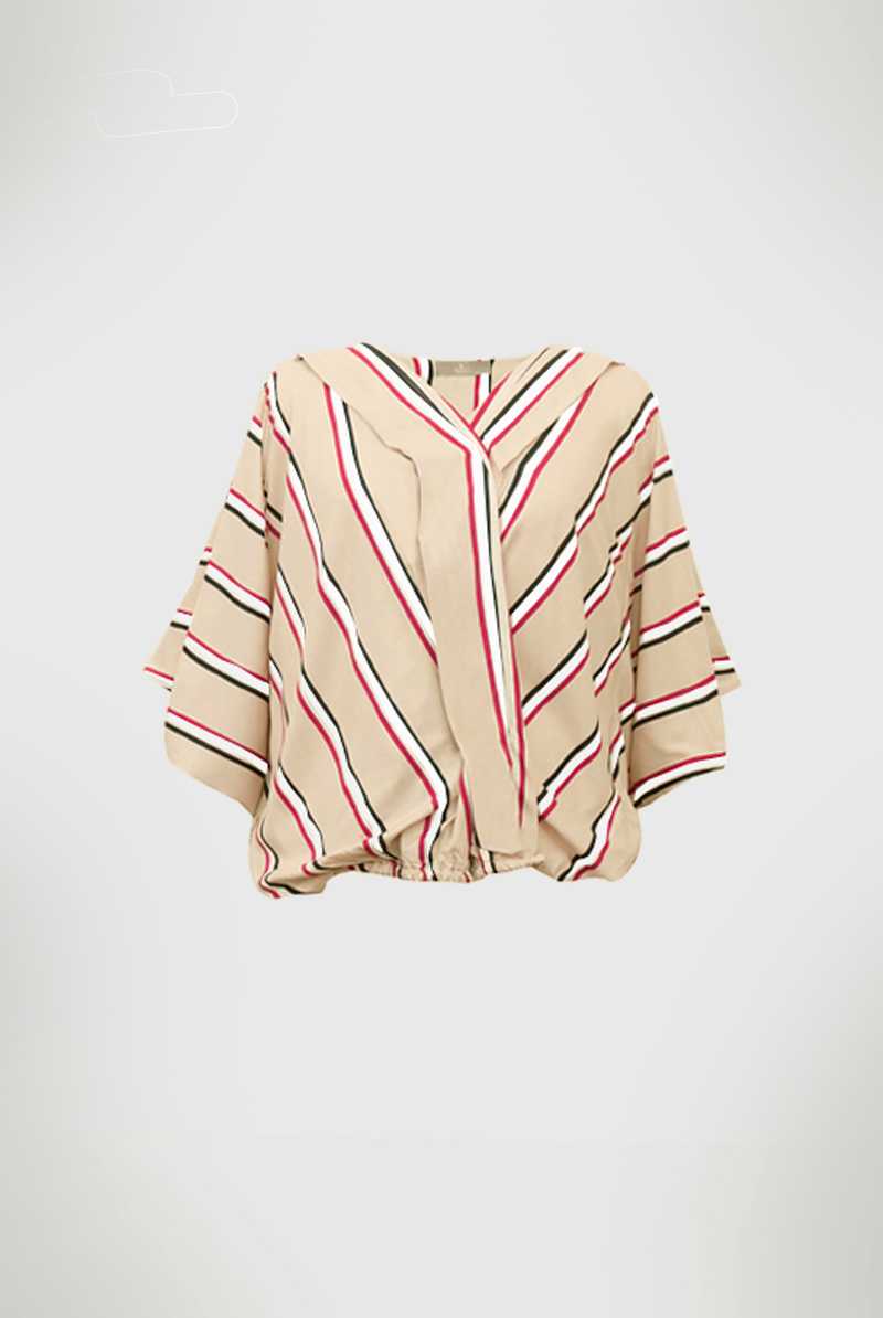 QueenCows เสื้อให้นม  Cotton Striped Top (Nude)