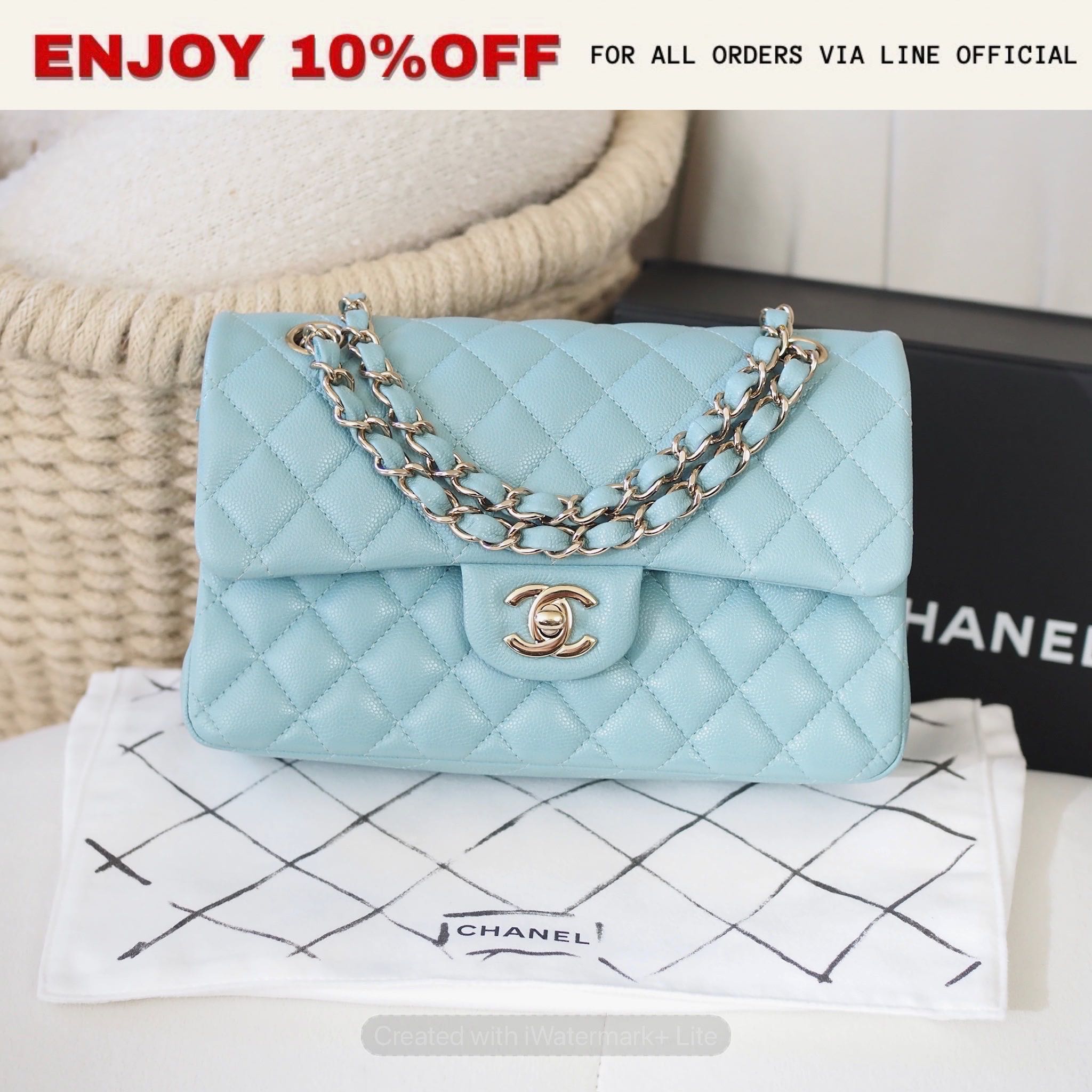 📍LIKE NEW📍CHANEL Classic 9'' สี Tiffany Blue Caviar GHW Holo 290 | Bag