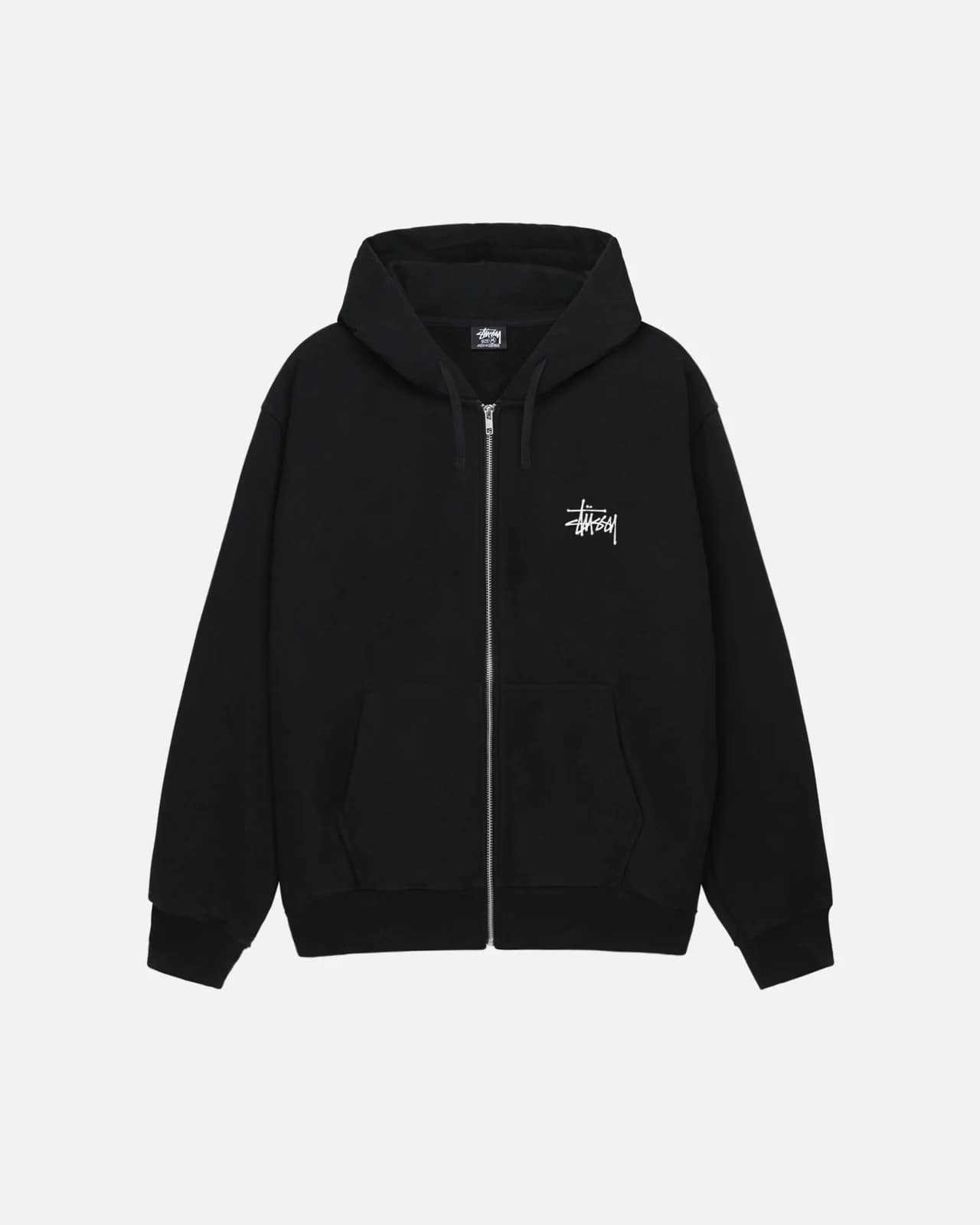stussy basic Zip hoodie Black