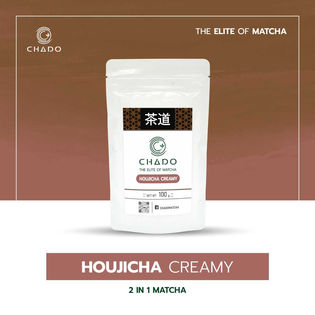 HOUJICHA CREAMY โฮจิฉะ ครีมมี่ ผงชาเขียว ( ตรา ชาโดะ )