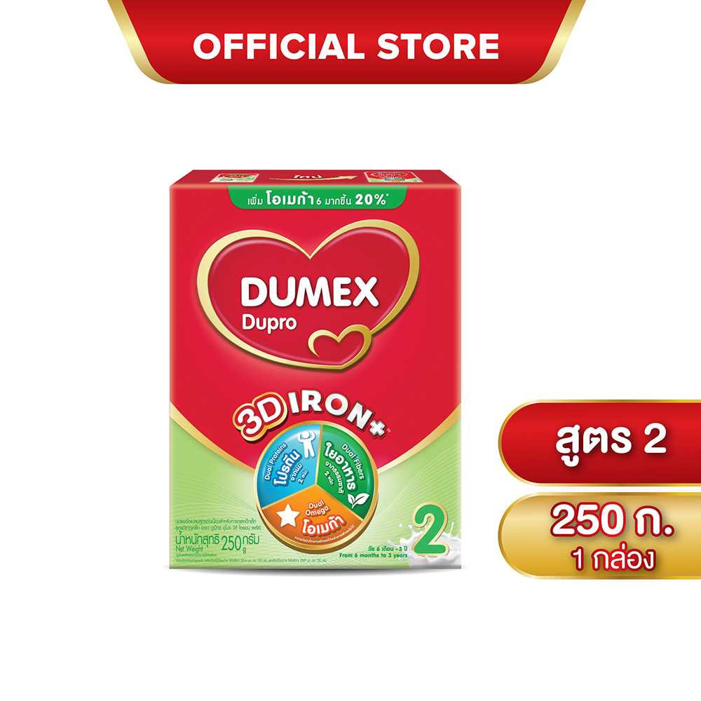 นมผง ดูเม็กซ์สูตร2 ดูโปร ไอรอนพลัส 250 กรัม นมผงเด็ก 6เดือน-3ปี นมผง Dumex Dupro นมดูโปรสูตร2