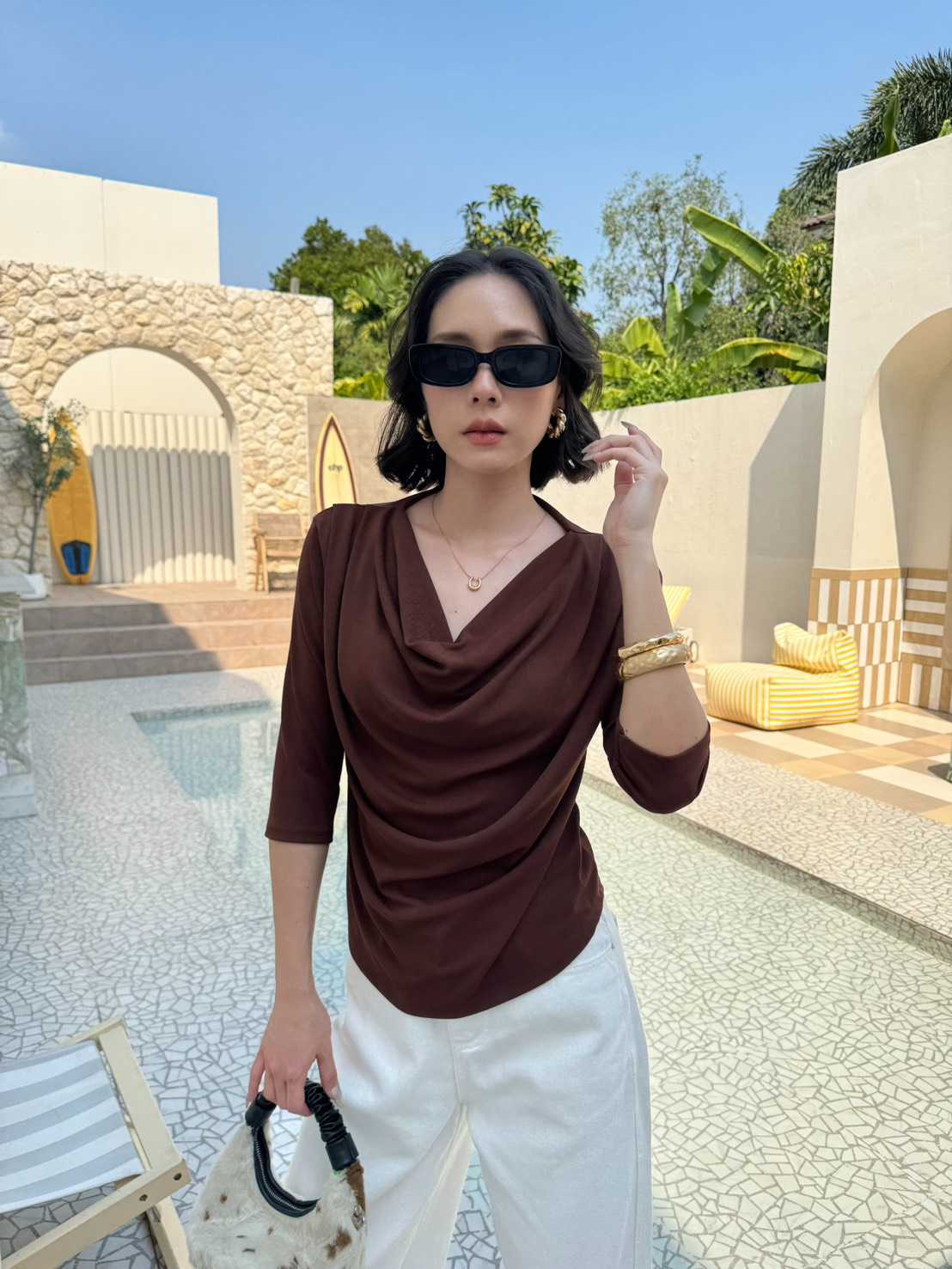 Butter เสื้อยืดคอถ่วงผ้า แขนสามส่วน มี 5 สี