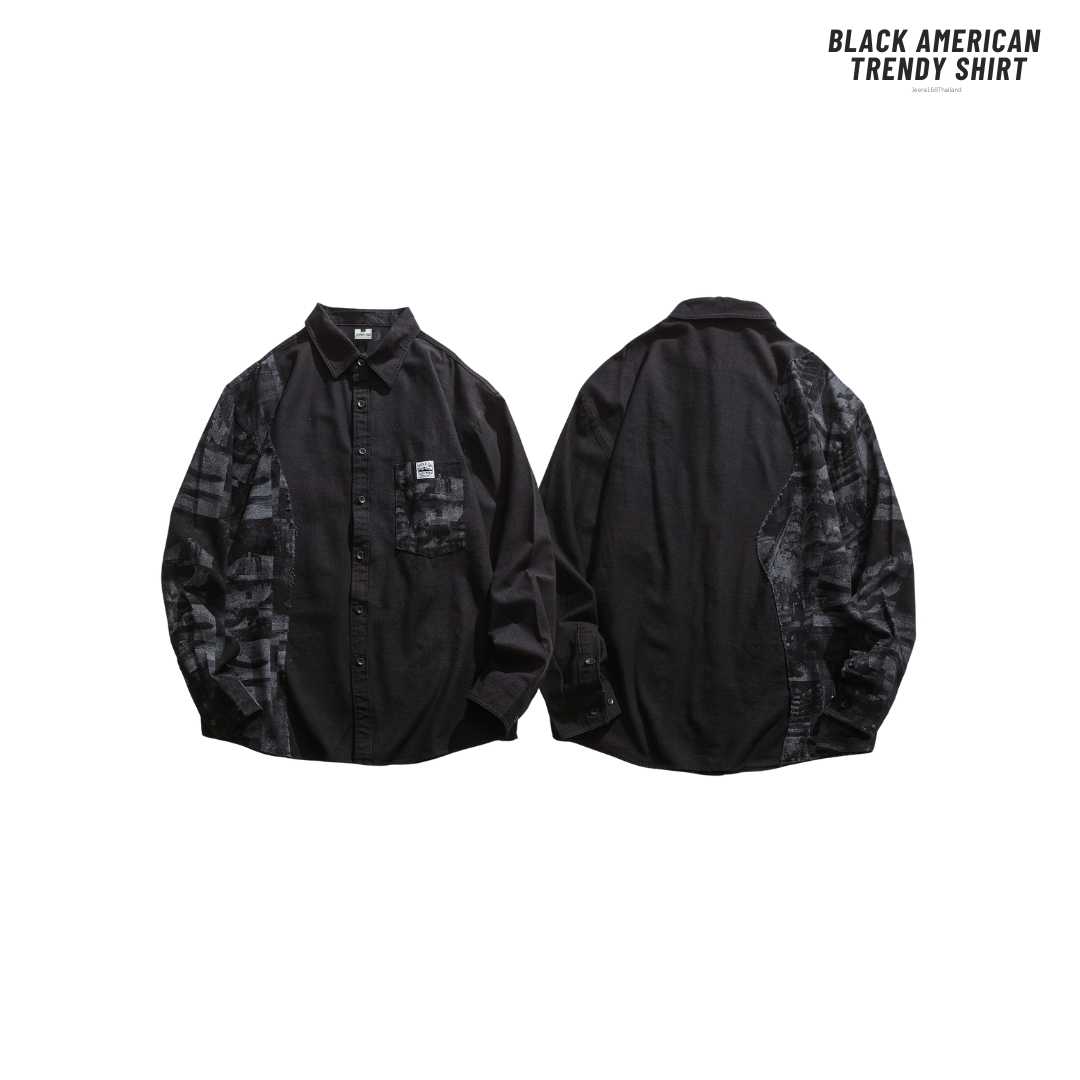 Jeera168 | Black American Trendy Shirt (พรีออเดอร์)