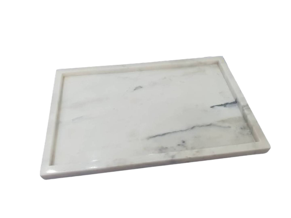 Tray square, Marble, White, L