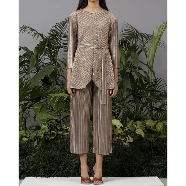 2MUAY รุ่น CX90375 ชุดเซ็ต เซ็ตพลีทคุณภาพ 5สี FREE SIZE V NECK METALLICS PLEATED SET