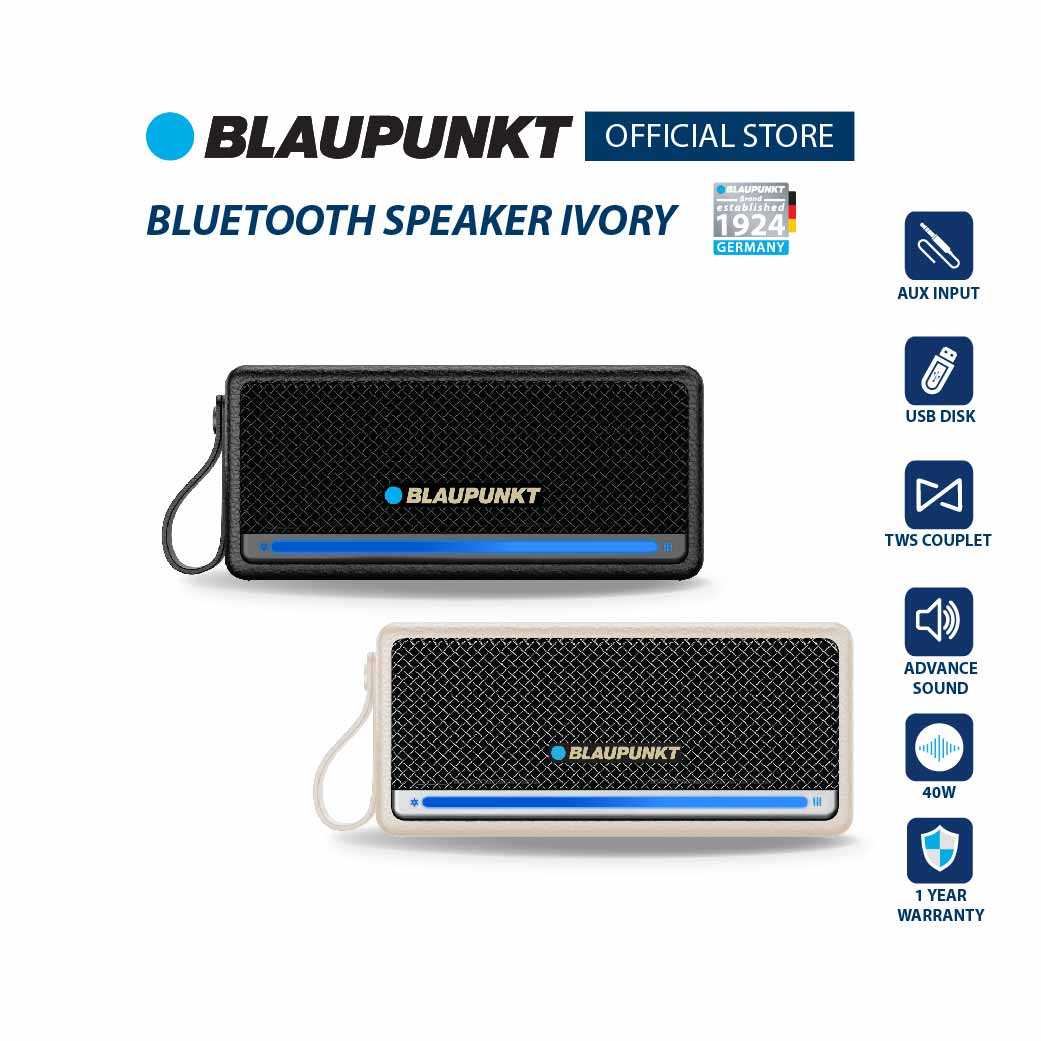 BLAUPUNKT ลำโพงบลูทูธพกพา 40 วัตต์  BLUETOOTH SPEAKER รุ่น IVORY แบตเตอรี่ 4000mAh เวอร์ชั่นระบบ 5.4