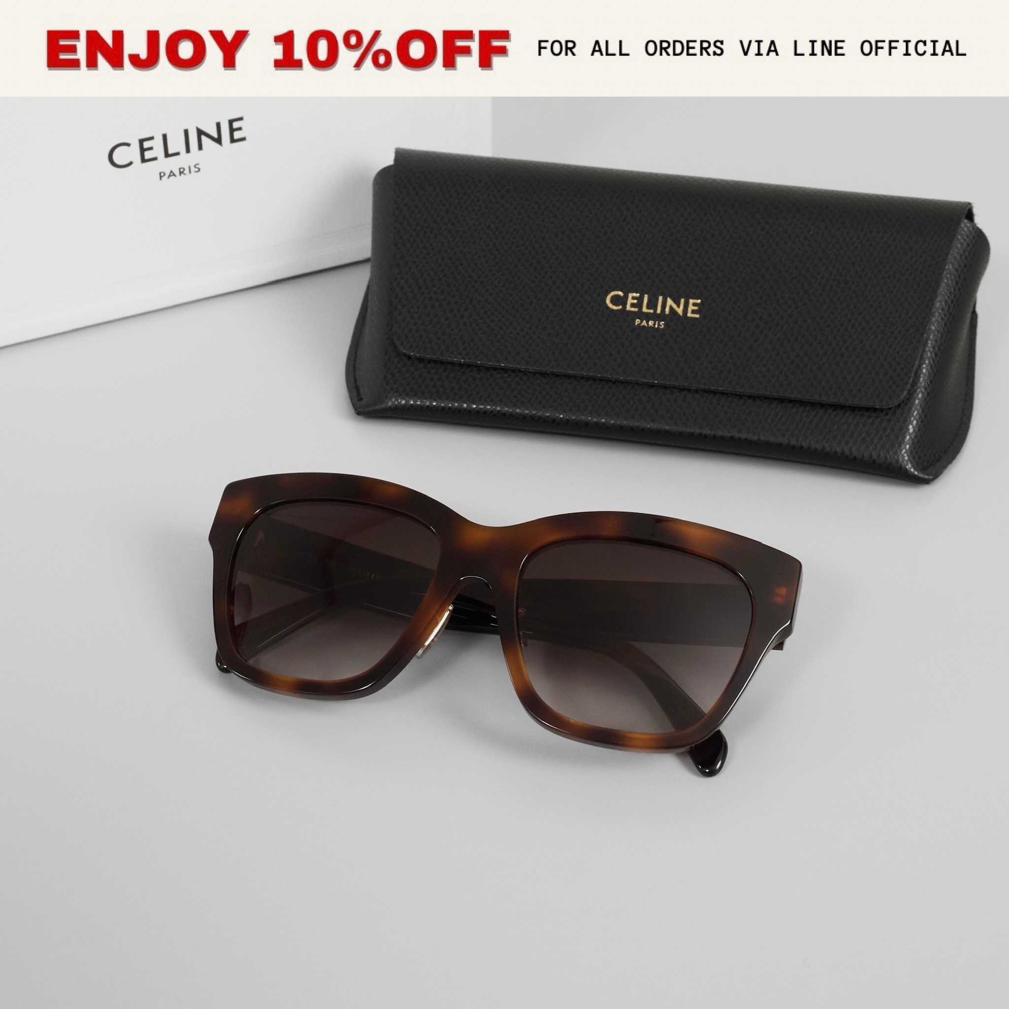 📍KEPT UNUSED📍CELINE Triomphe 09 Sunglasses In Acetate สี Havana | ACC