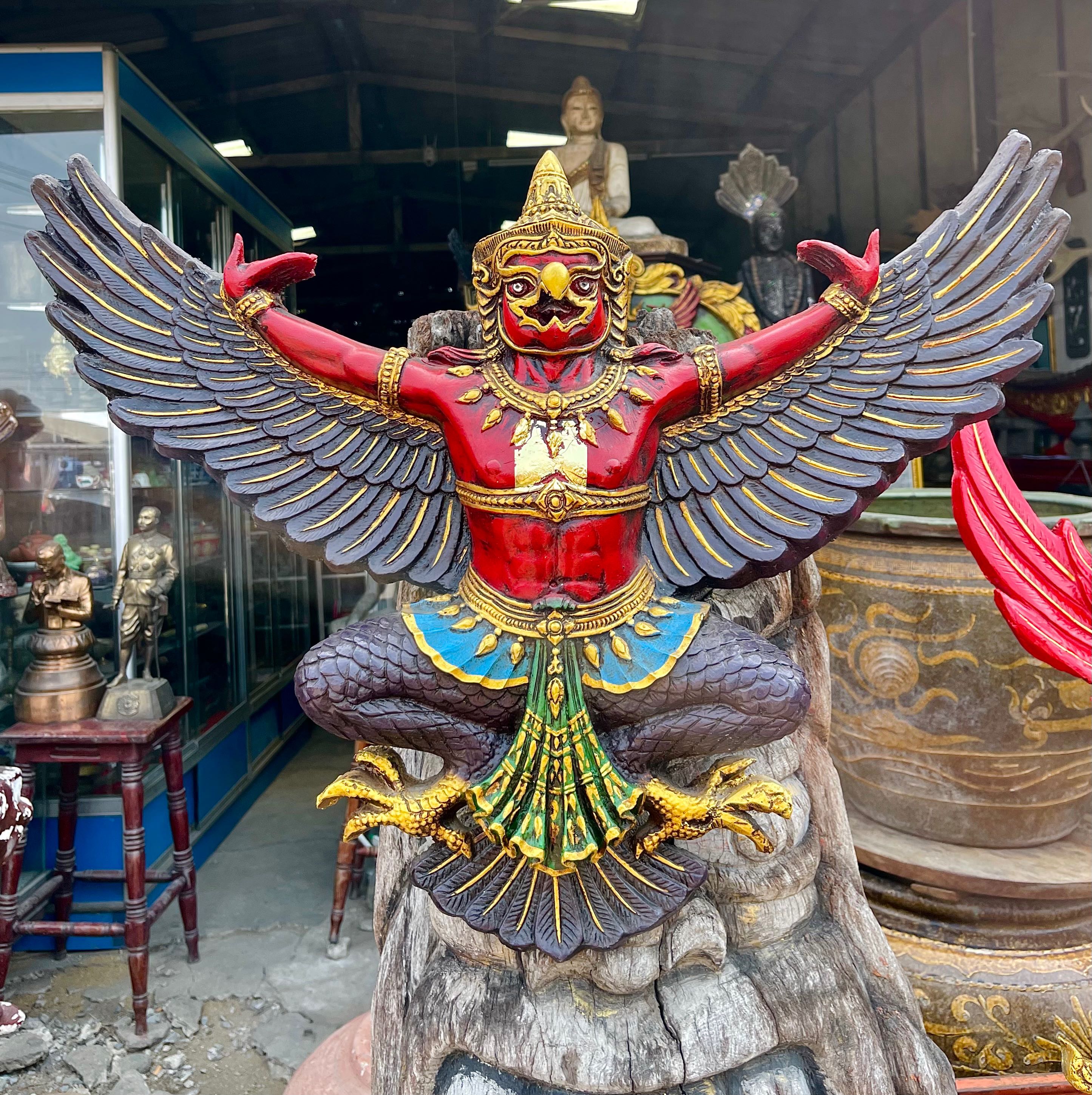 พญาครุฑ ครุฑแขวนผนัง ขนาด70ซม ครุฑเก่า ครุฑหน้าเทพ