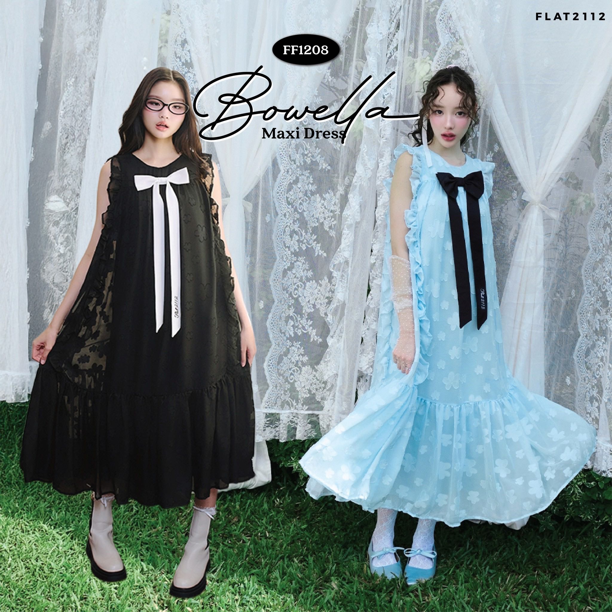 FLAT2112 : BOWELLA MAXI DRESS เดรสยาวมินิมอล เดรสยาวคอกลม เดรสใส่สบาย มีพลัสไซซ์ (FF1208)