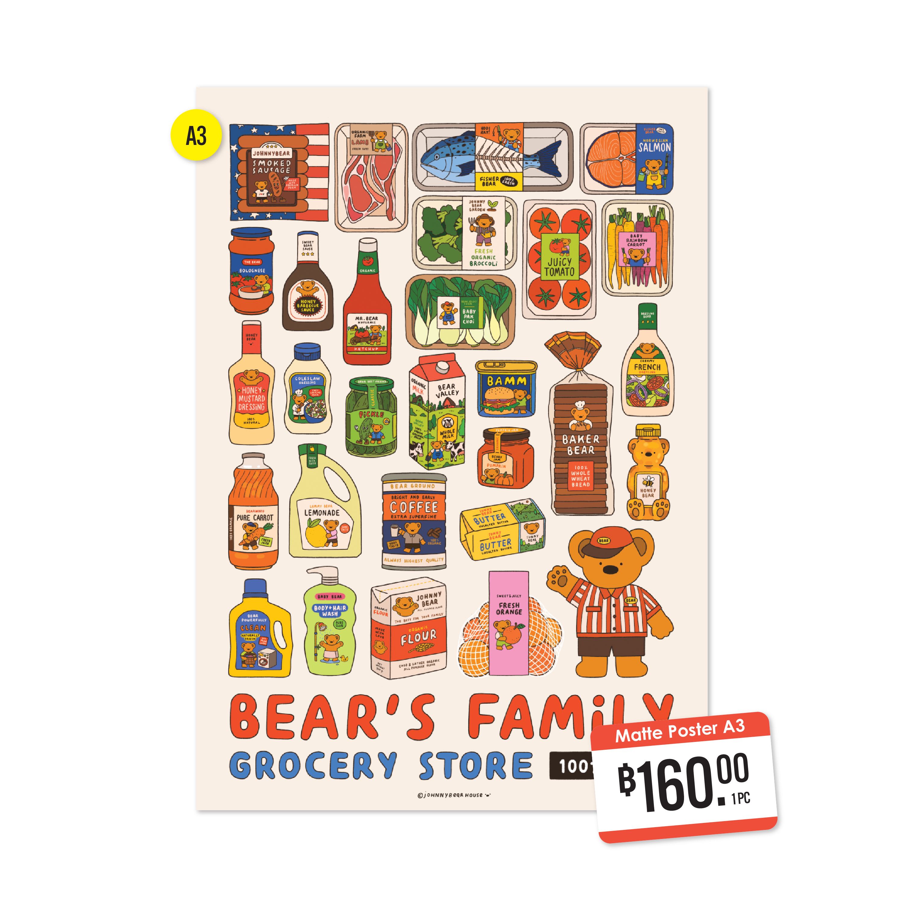 (RESTOCK 10/07) BEAR'S FAMILY GROCERY STORE POSTER A3