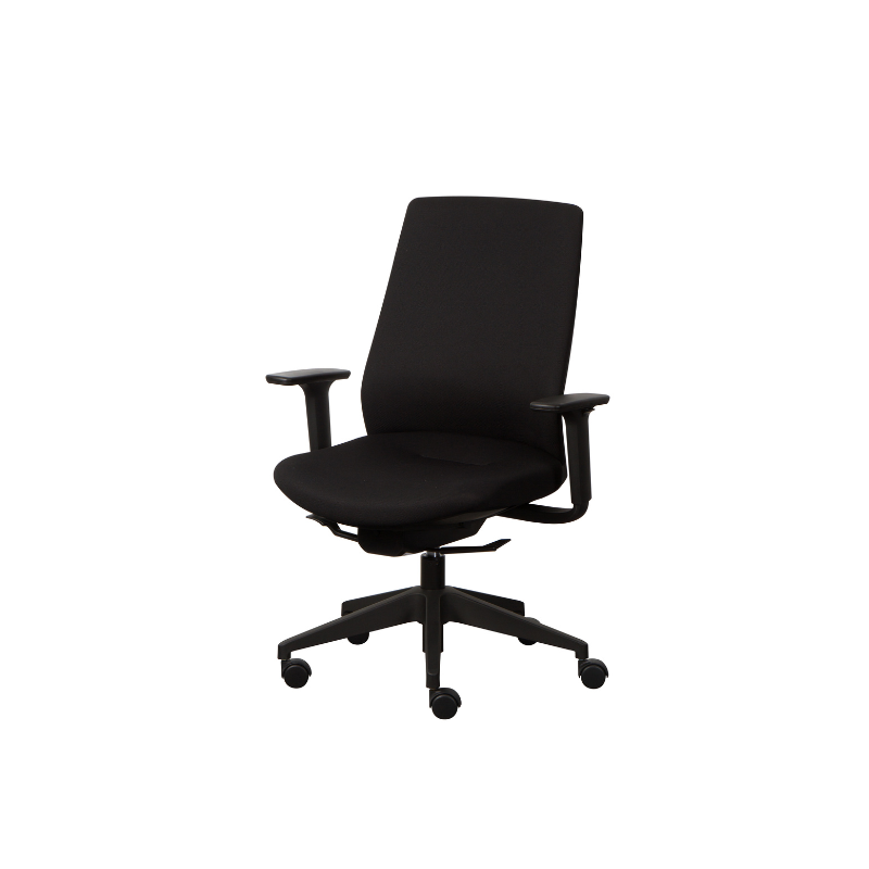 Modernform เก้าอี้สำนักงาน ITOKI รุ่น TR แขนปรับได้ เบาะหุ้มผ้าสีดำ พนักพิงหุ้มผ้าสีดำ ขาไนลอน