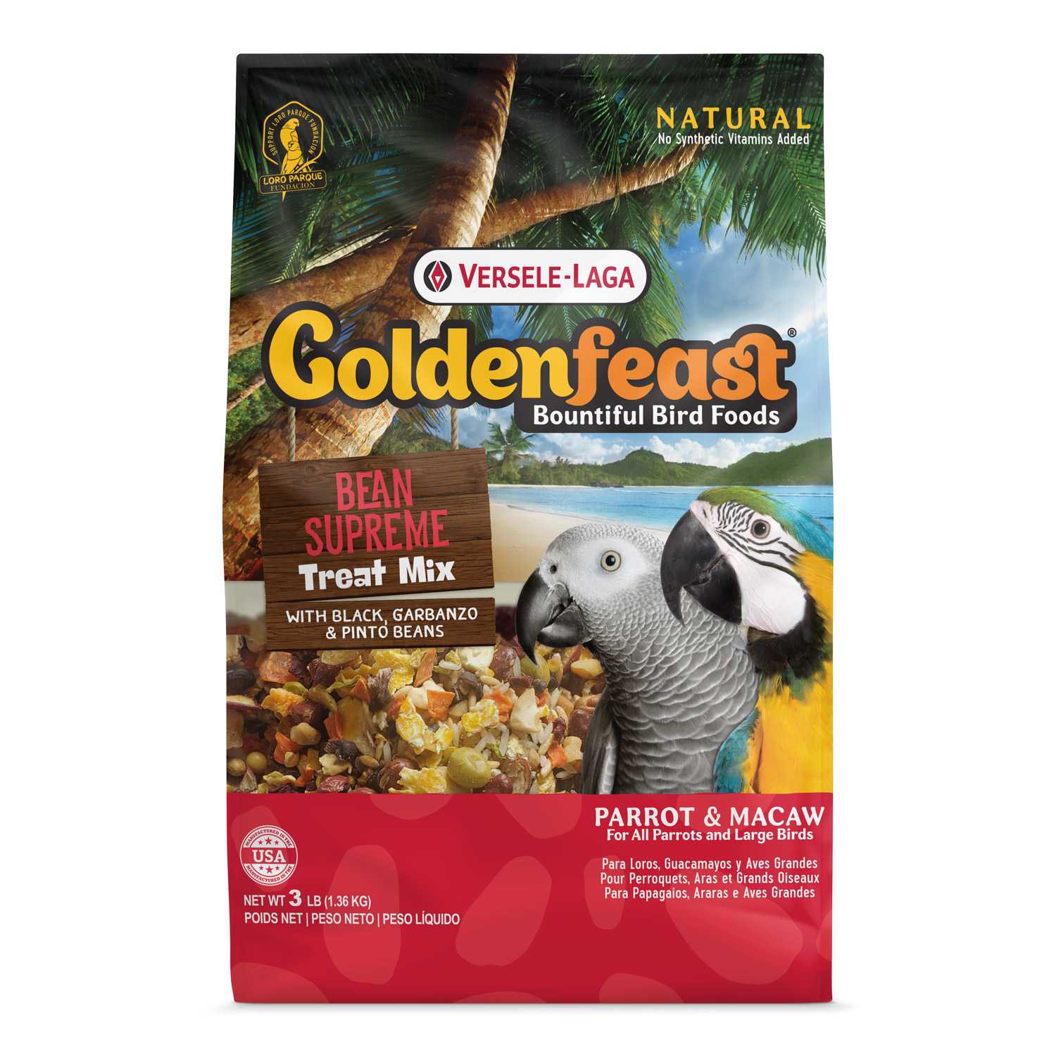 Goldenfeast Bean Supreme Treat 3lb (ขนมสำหรับนกขนาดใหญ่ นกปากขอ มาคอว์ กะตั้ว)