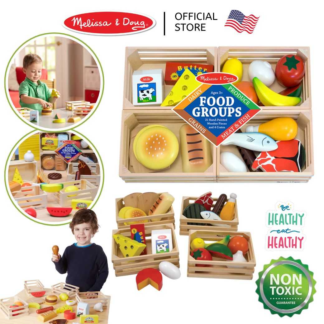 (ของแท้ USA) ของเล่นอาหารครบหมู่ ผักผลไม้ Wooden Food Groups Melissa Doug ชุดหมู่อาหาร ทำครัว 271