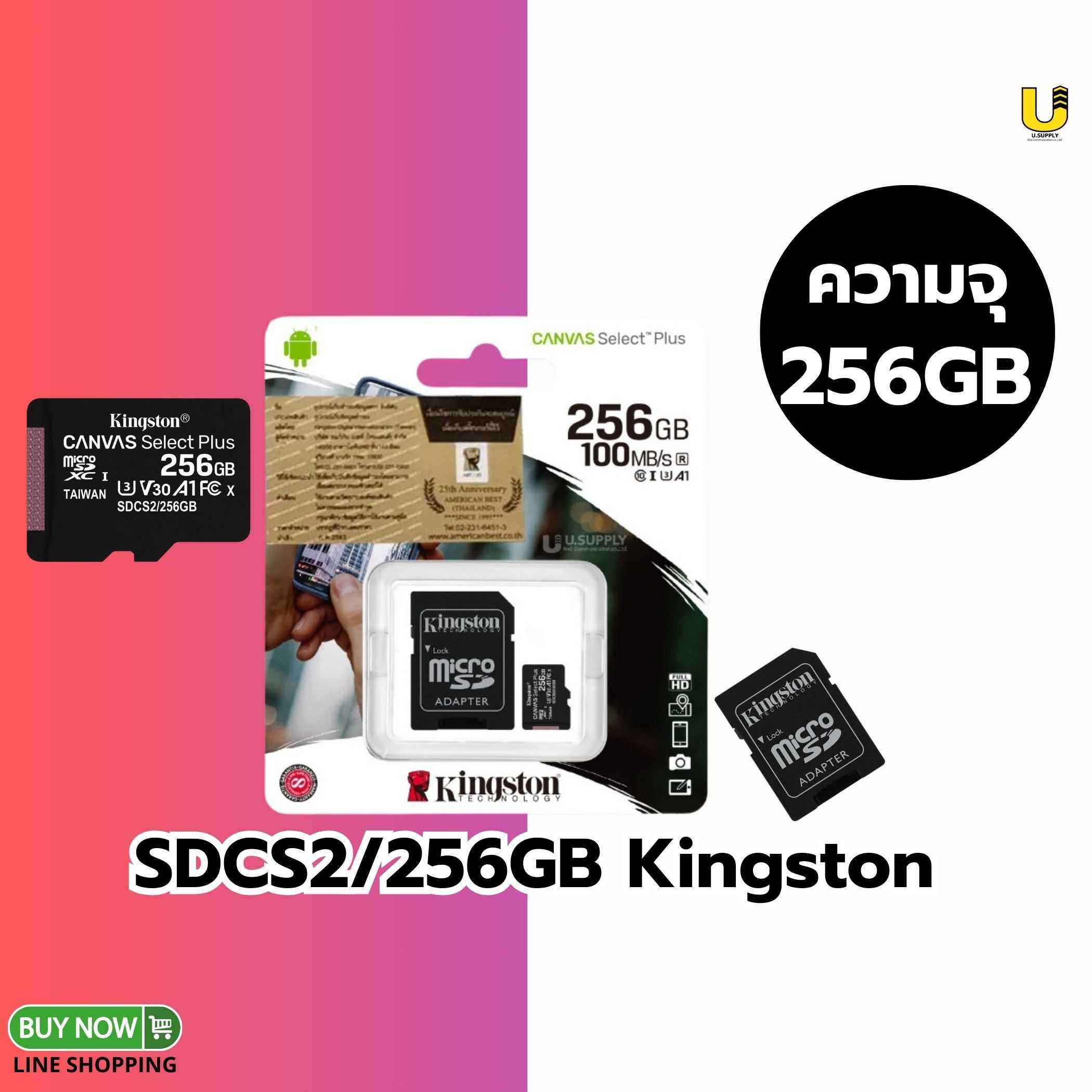 Kingston Memory Card Micro SD Class 10 เมมโมรี่การ์ด 256GB