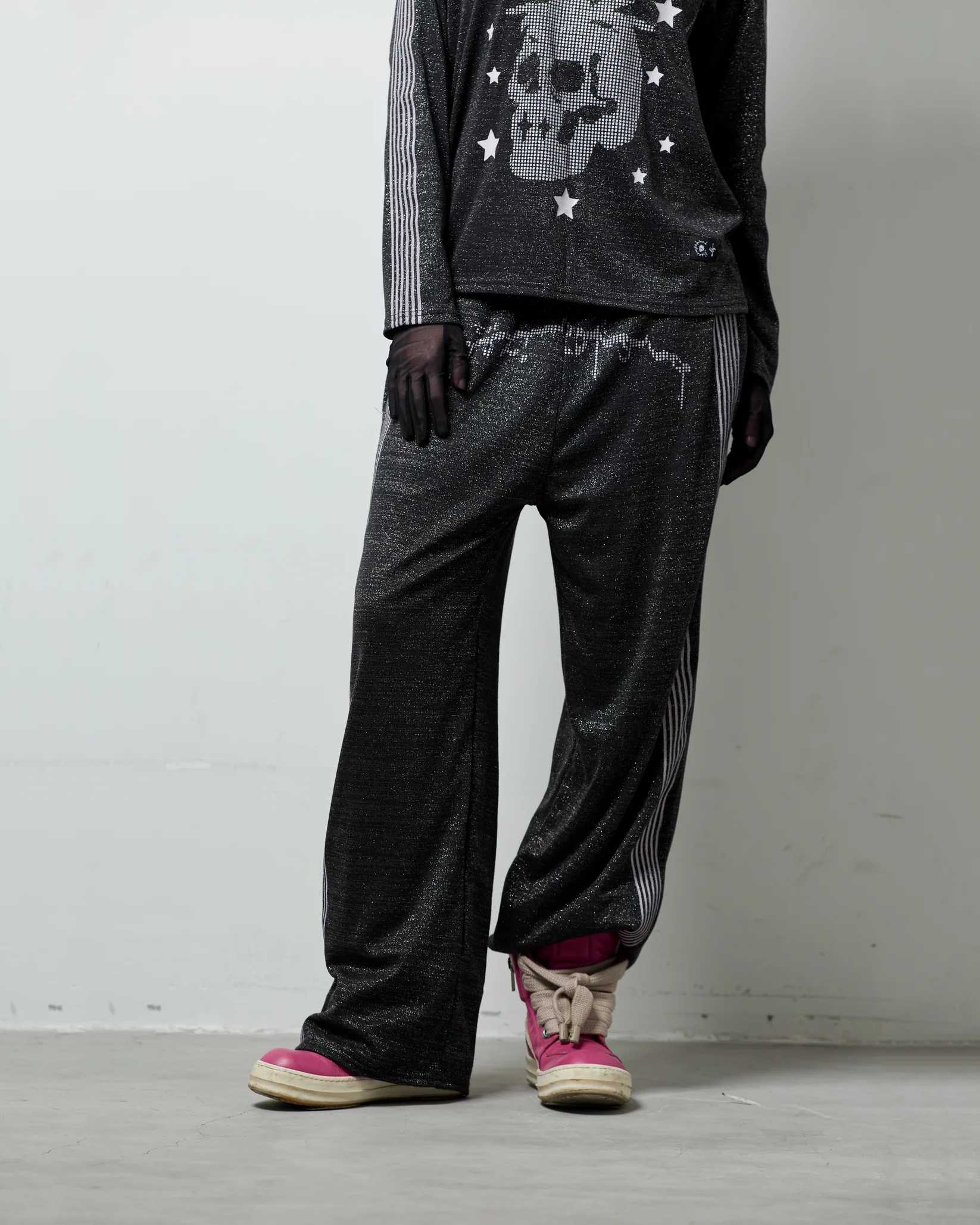 CH2 - TOO MUCH FLEX Sparkly Track Pants (BLACK)