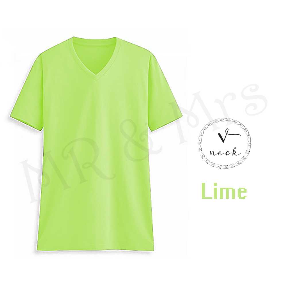 เสื้อยืดสีพื้น เสื้อคอวี เสื้อยืดคอวี T-Shirt ผ้าCotton (สีเขียวมะนาว)