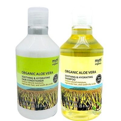 Myth,แชมพูและครีมนวดผมว่านหางจระเข้ ออร์แกนิก 290ml. Organic Aloevera shampoo&Hair conditioner