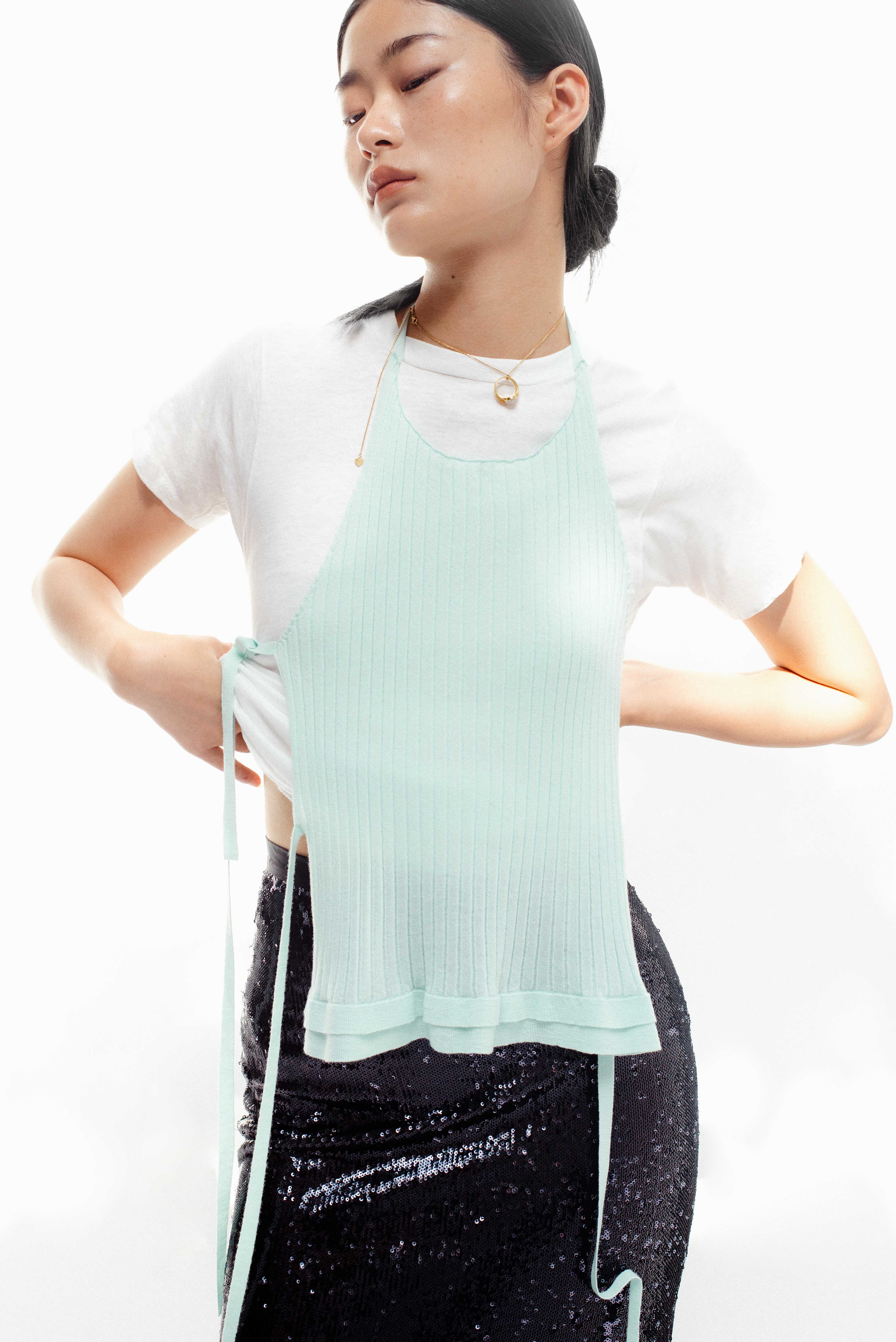 Quinn Double Layers Wool Tank | Chocolate and Mint