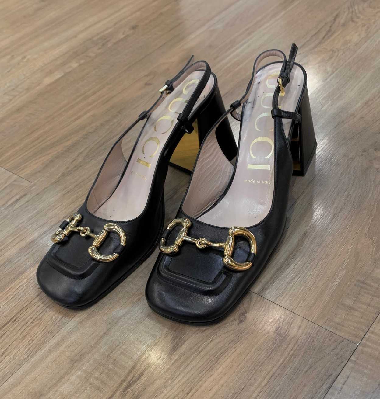 Gucci Mid-Heel Slingback Black Size38 มือสองสภาพดีค่ะ