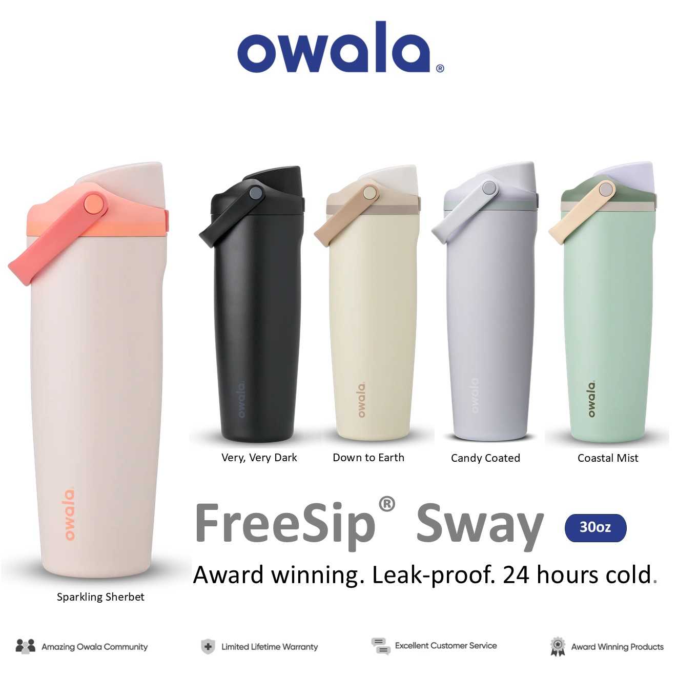 Owala FreeSip® Sway 30oz Stainless Water Bottles กระบอกน้ำ สแตนเลส เก็บอุณหภูมิ BPA-Free