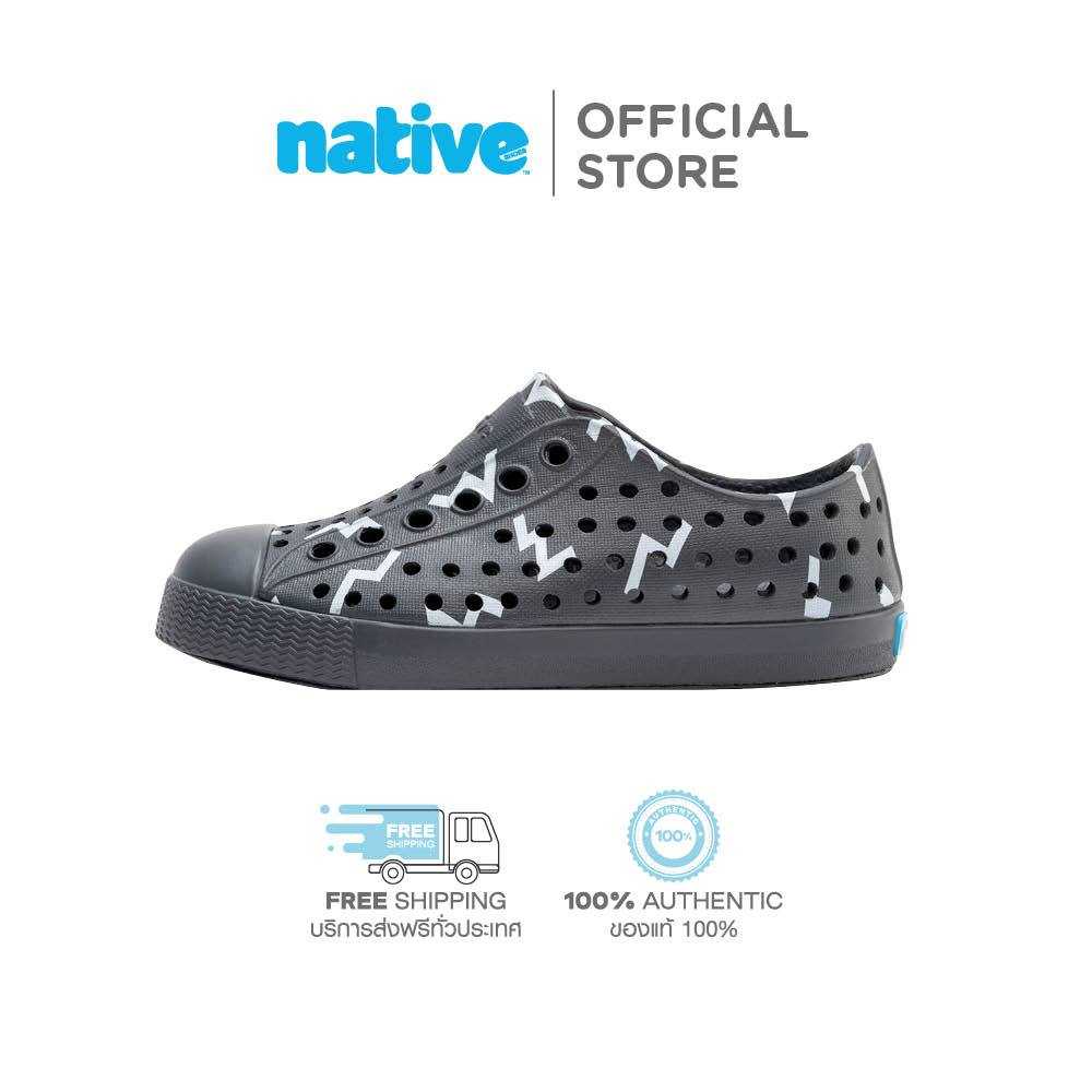 Nativeรองเท้ากันน้ำเด็กเล็กEVAรุ่นJeffersonSugarlitePrintGravityGrey/Gravity Grey/Shell White Wiggle