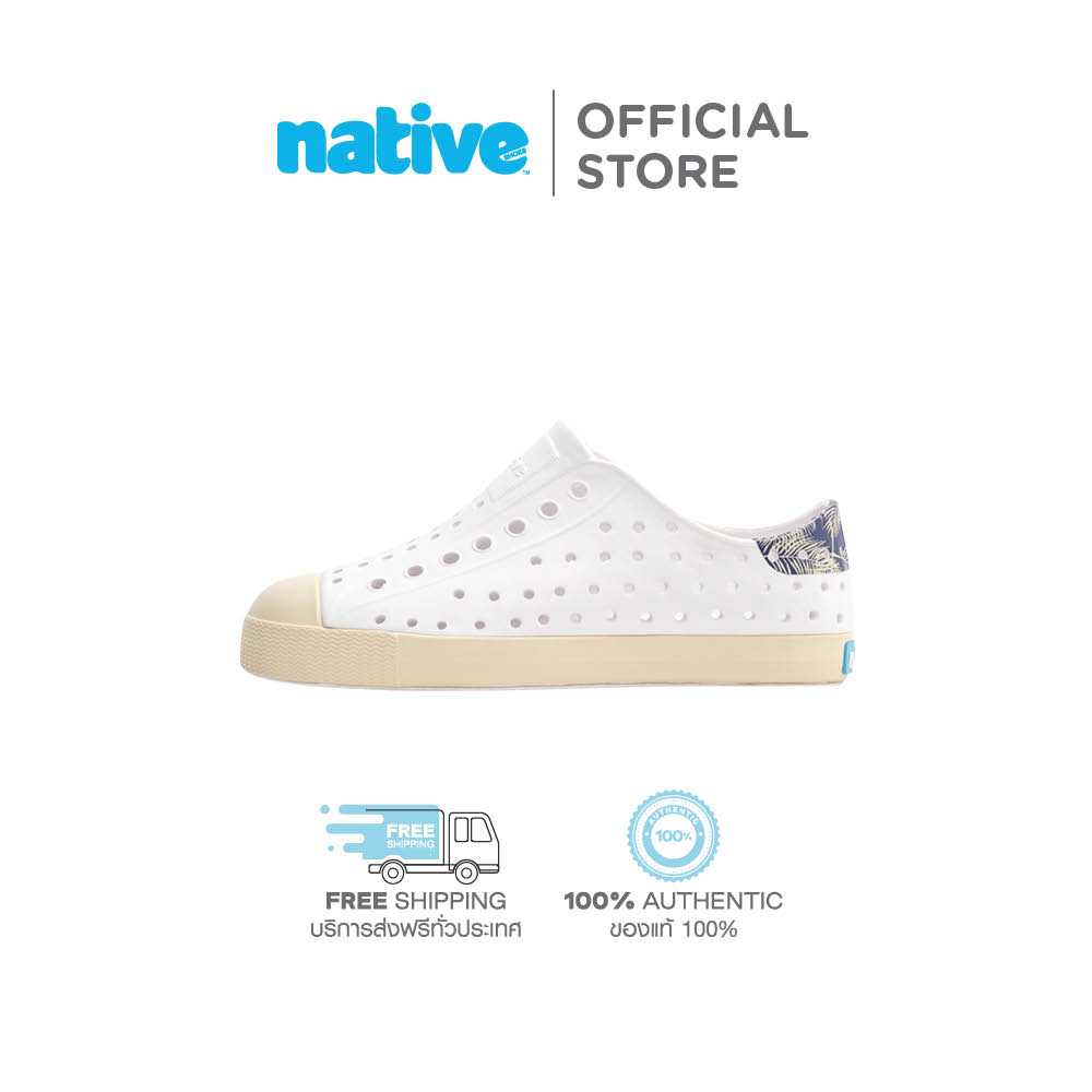 Native รองเท้ากันน้ำเด็กโต EVA รุ่น Jefferson Block Shell White/Bone White/Ink Palm Block