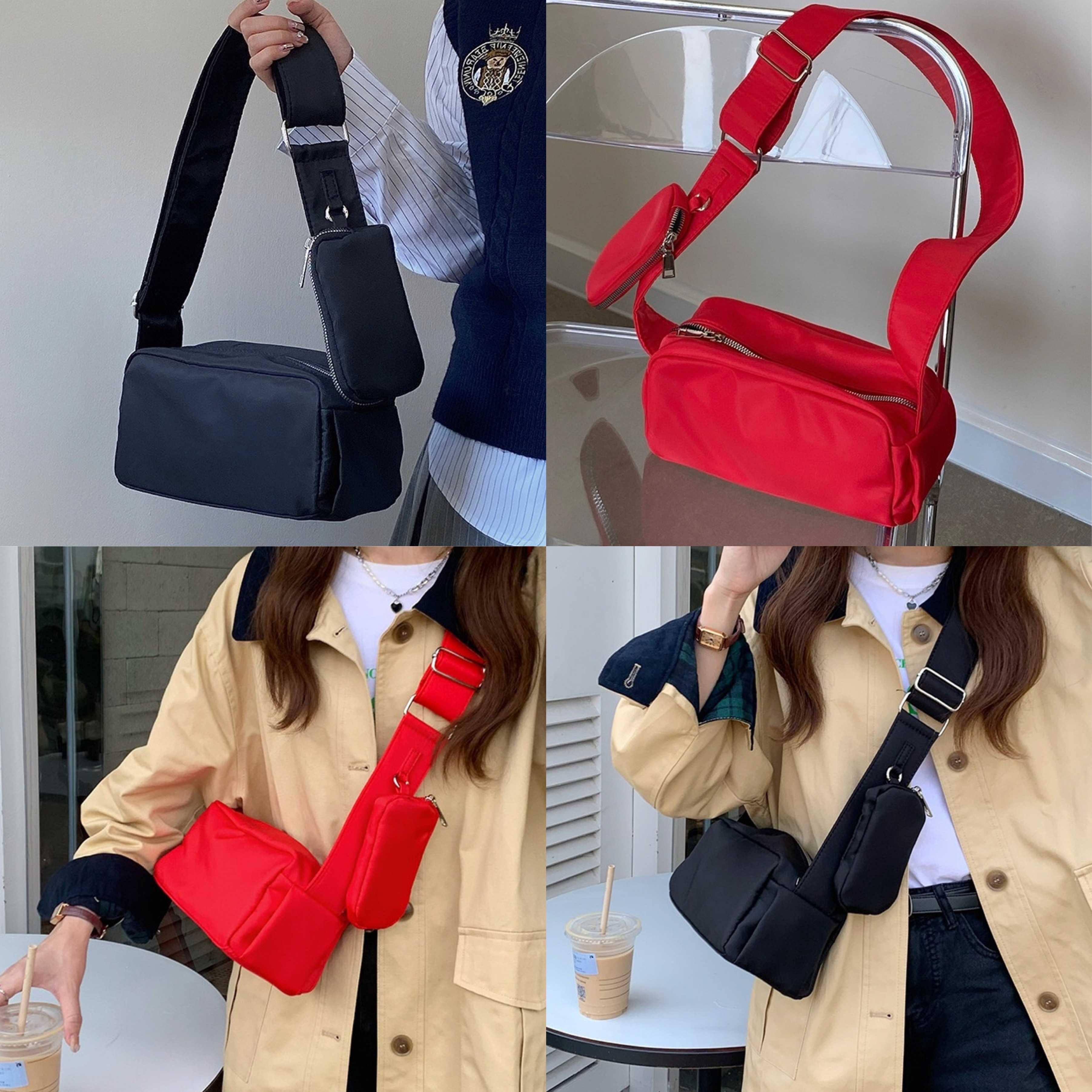 [PRE-ORDER] 🖤❤️ กระเป๋าผ้า Nylon ทรงน่ารักมาก Crossbody สะพายข้างได้ | QB247