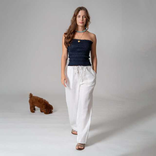 Crinkle Tube Top Long (Navy Blue, Free Size)