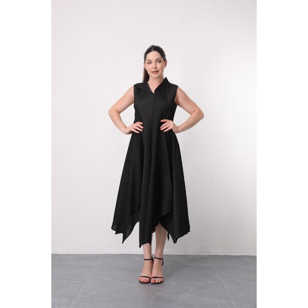 2MUAY รุ่น GA92141 เดรสอัดพลีท SLEEVELESS ASYMMETRIC PLEATED DRESS 5 สี FREE SIZE