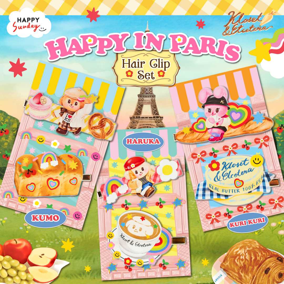 HAPPY SUNDAY x KLOSET ETCETERA Happy in Paris Hair Clip Set | เซ็ตกิ๊บติดผม