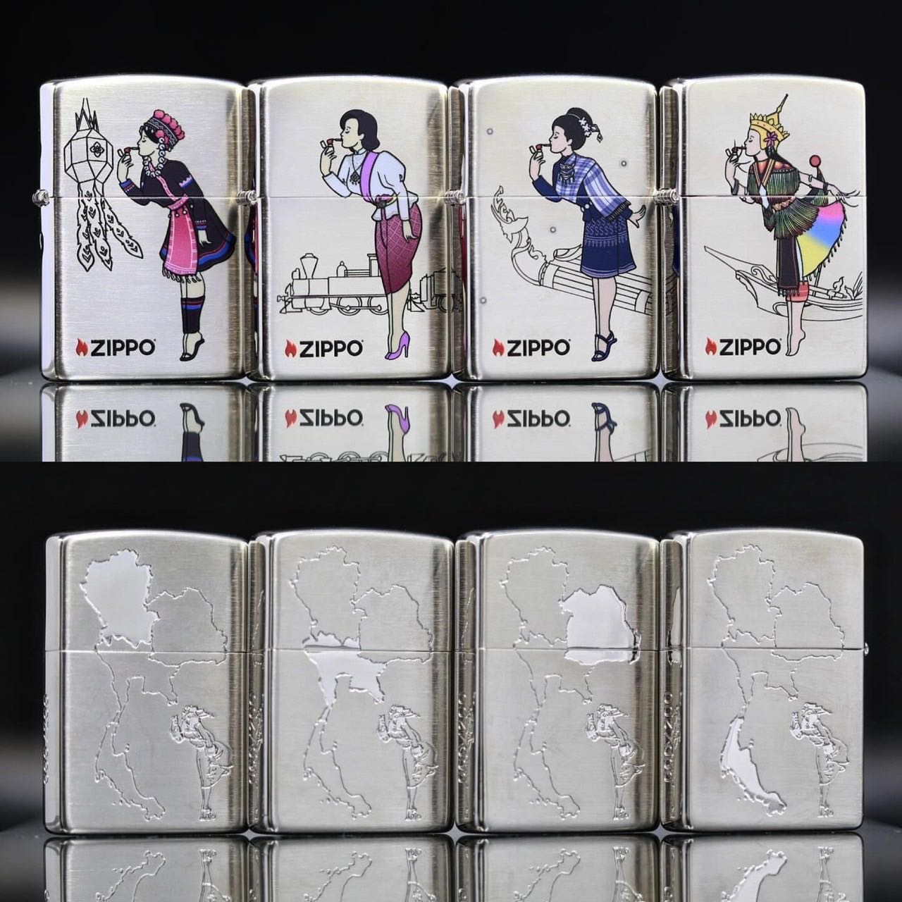 Zippo ไฟแช็กรุ่น Windy 4 Regions เซ็ตวินดี้ในชุดไทย 4 ภาค