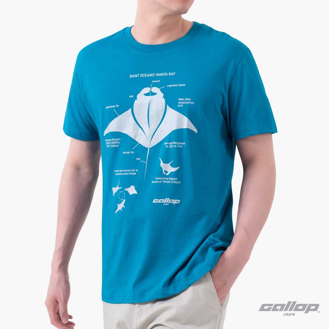 GALLOP : Graphic Tee เสื้อยืดพิมพ์ลาย ผ้าคอตตอนผู้ชาย รุ่น GT9161 สี Deep Blue/ ราคาปกติ 890.-