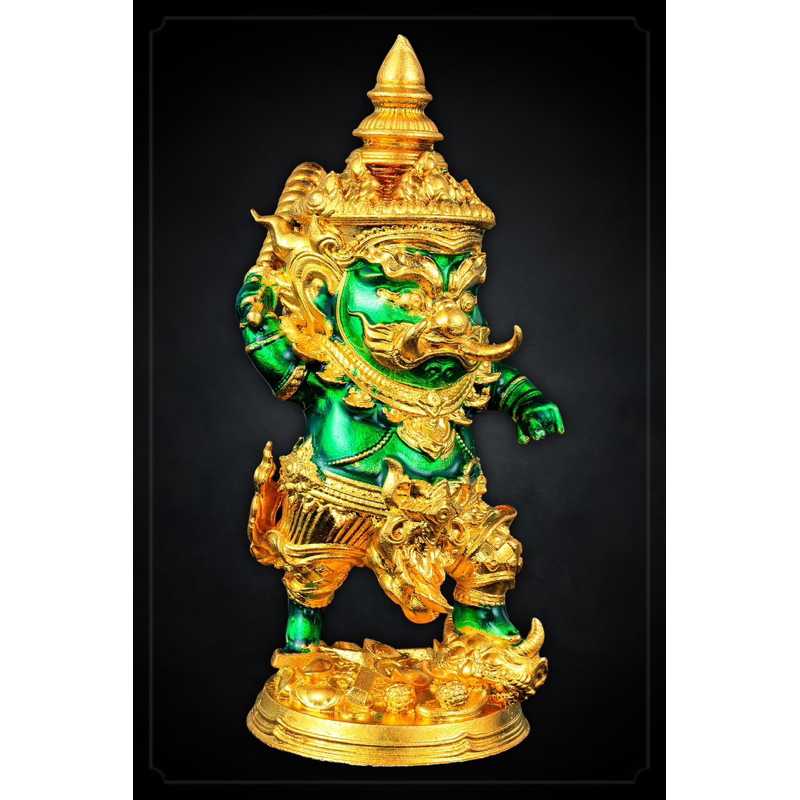 กุเวรน้อย รุ่น ชนะมารบันดาลทรัพย์ เนื้อบรอนซ์ลงยาเขียว