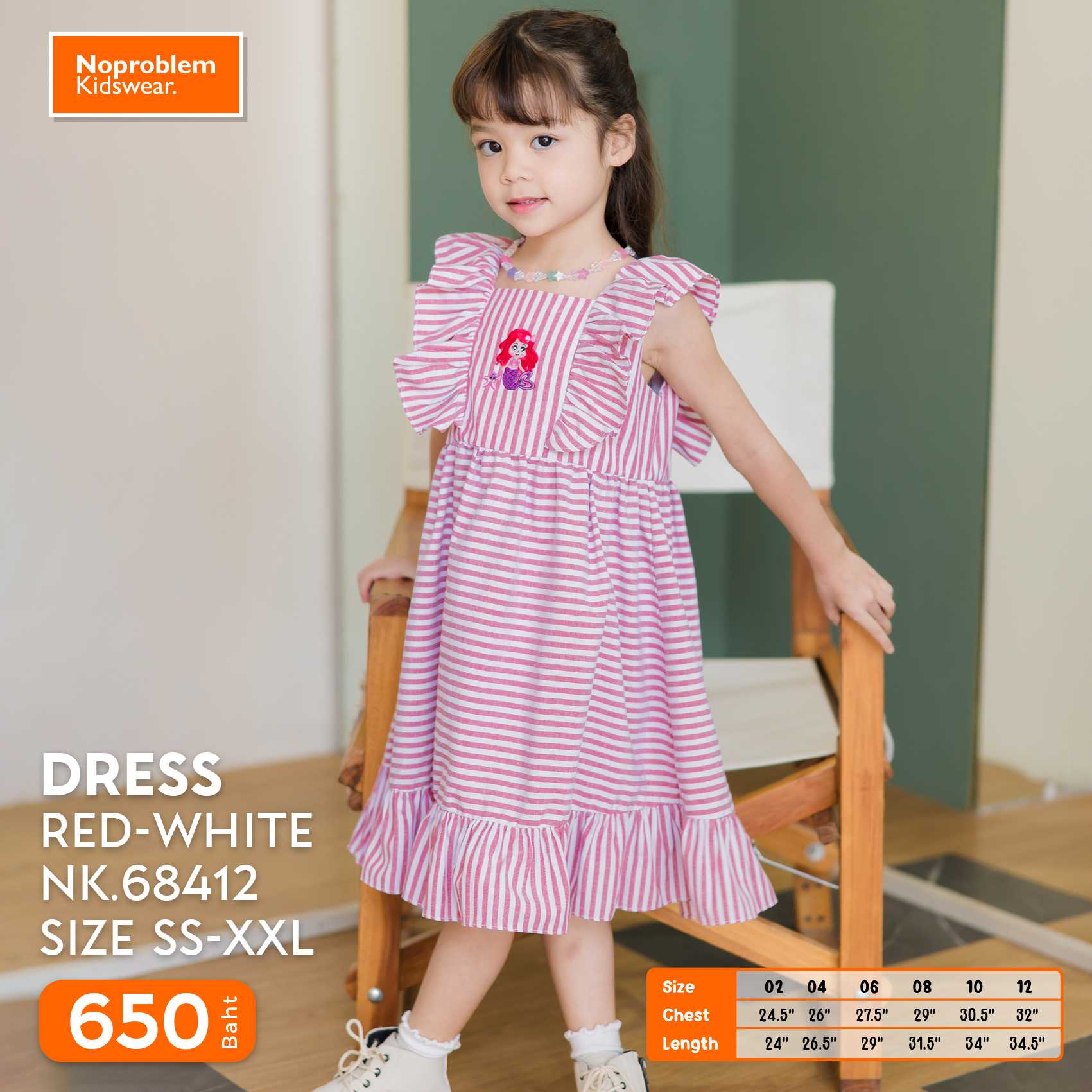 New Mini Dress ชุดเดรสเด็กหญิง NK.68412 Noproblem kidswear