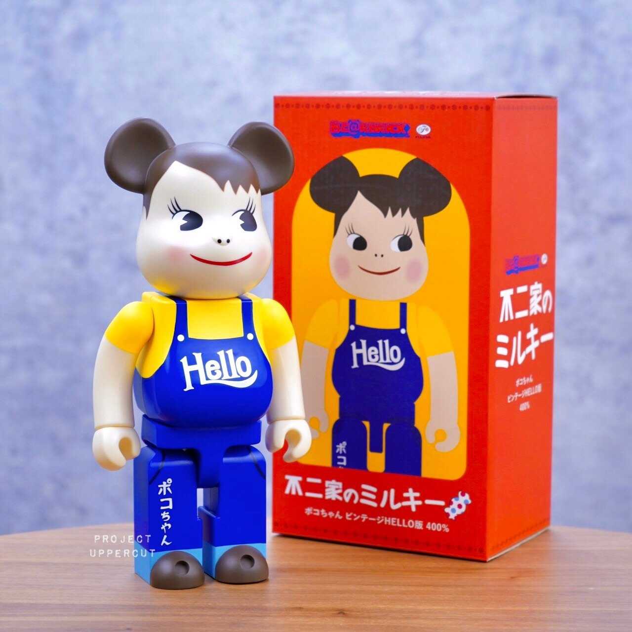 BE@RBRICK 400% FUJIYA MILKY : Poco-chan Vintage - Hello Ver. (Blue) [New]