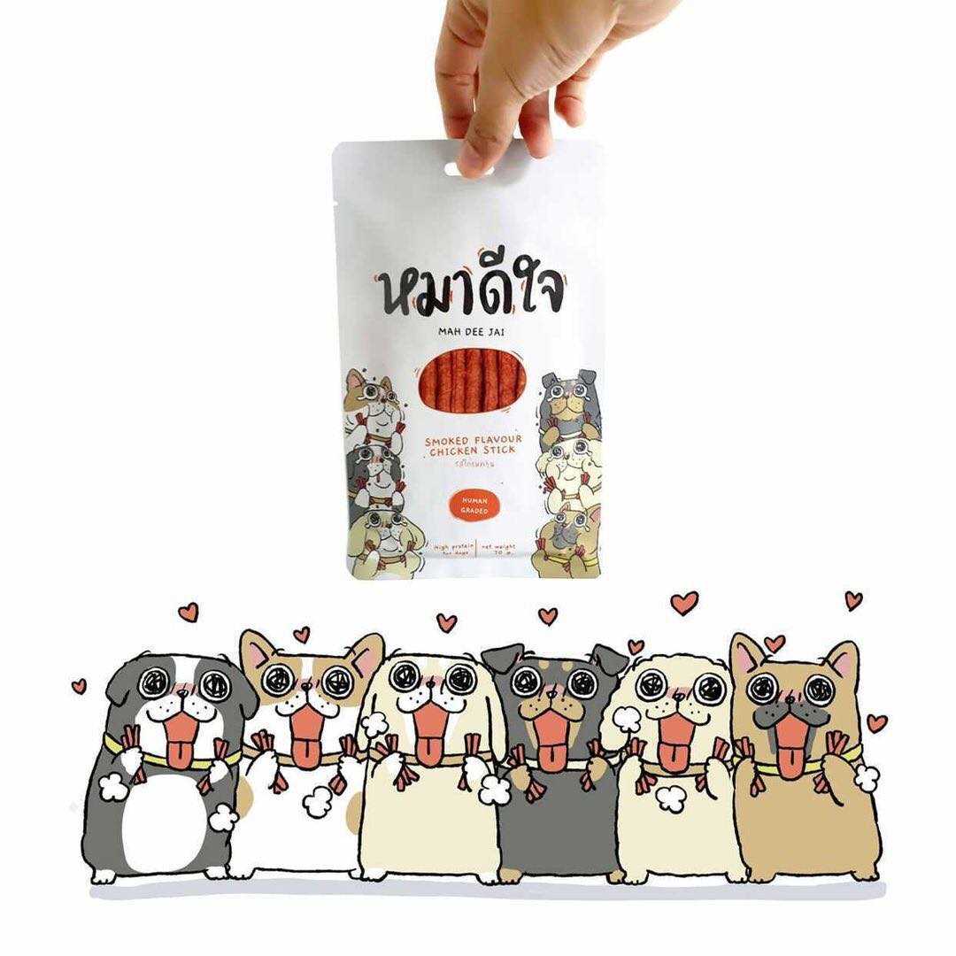 Mah Dee Jai Smoked Flavour Chicken Stick ขนมหมาดีใจ รสไก่รมควัน 70g.