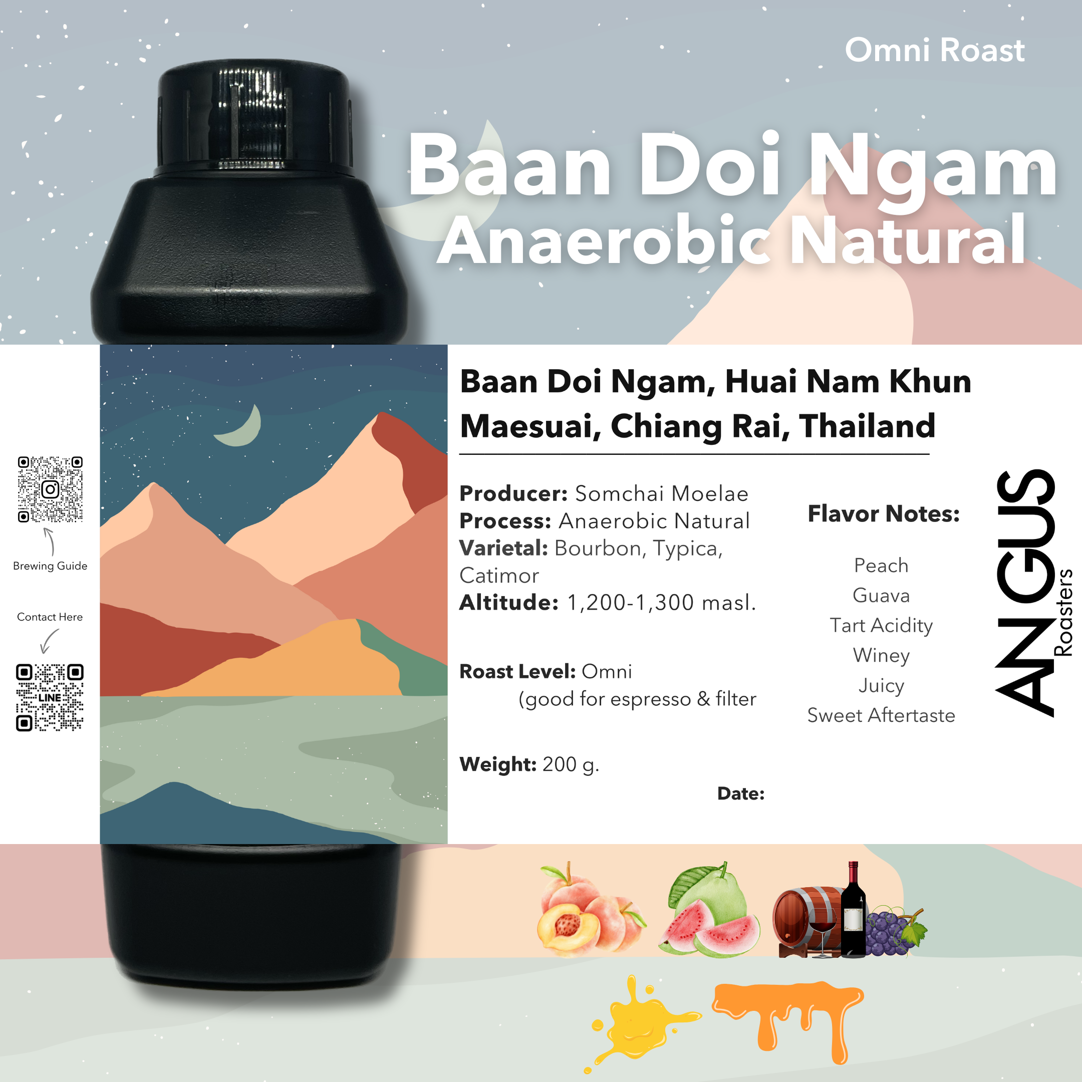 เมล็ดกาแฟคั่ว บ้านดอยงาม Anaerobic Natural